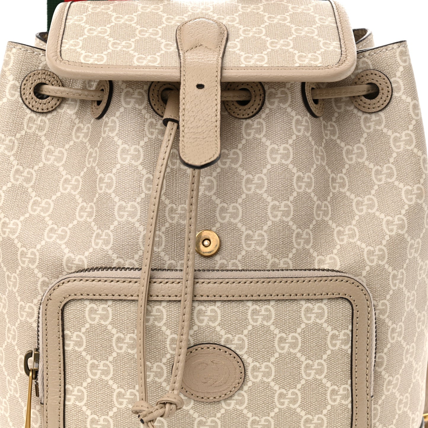 GG Supreme Monogram Azalea Calfskin Retro Interlocking G Buckle Backpack Beige Mystic White