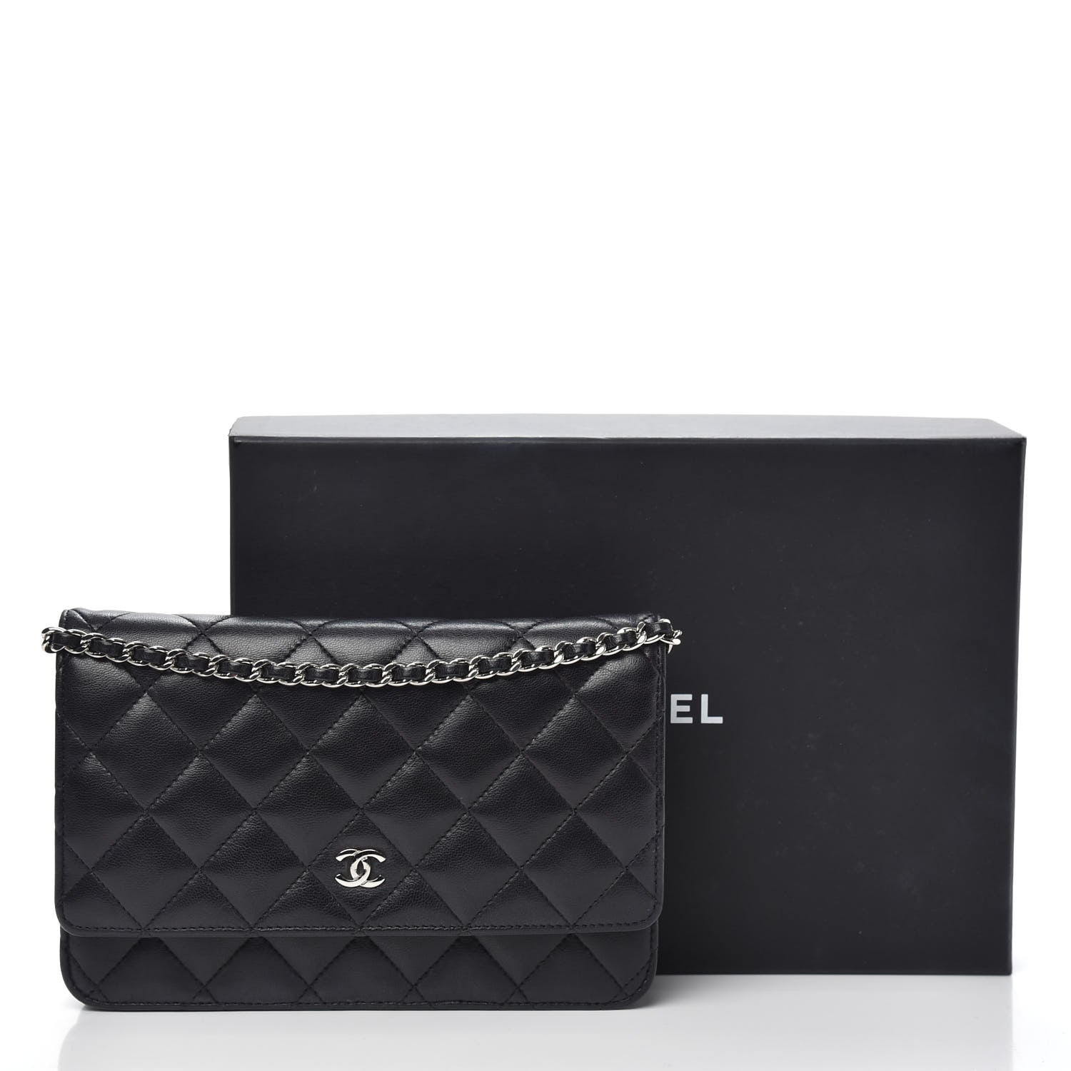 Chanel Lambskin Quilted Wallet On Chain WOC Black 14 of 14