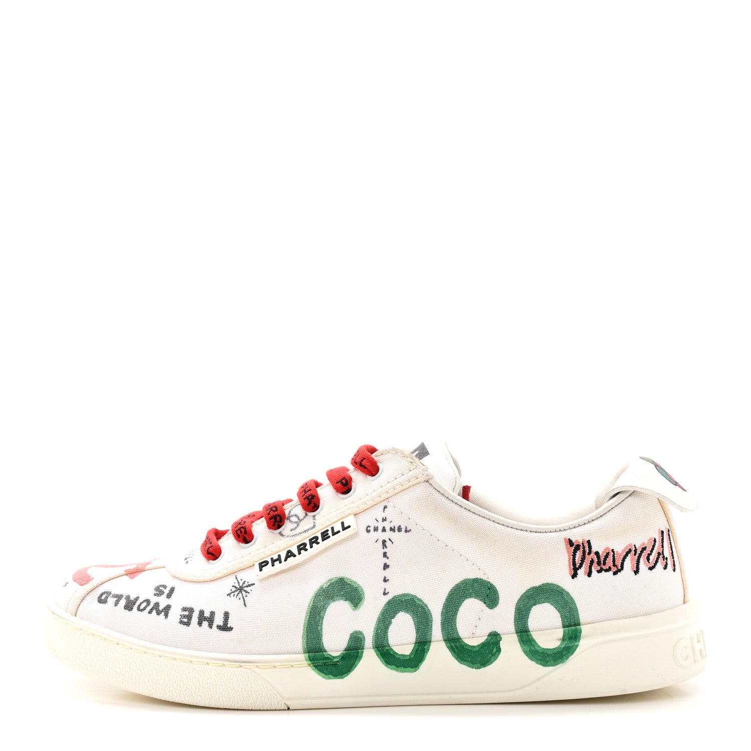 Chanel X PHARRELL WILLIAMS Canvas Womens Sneakers 38 White