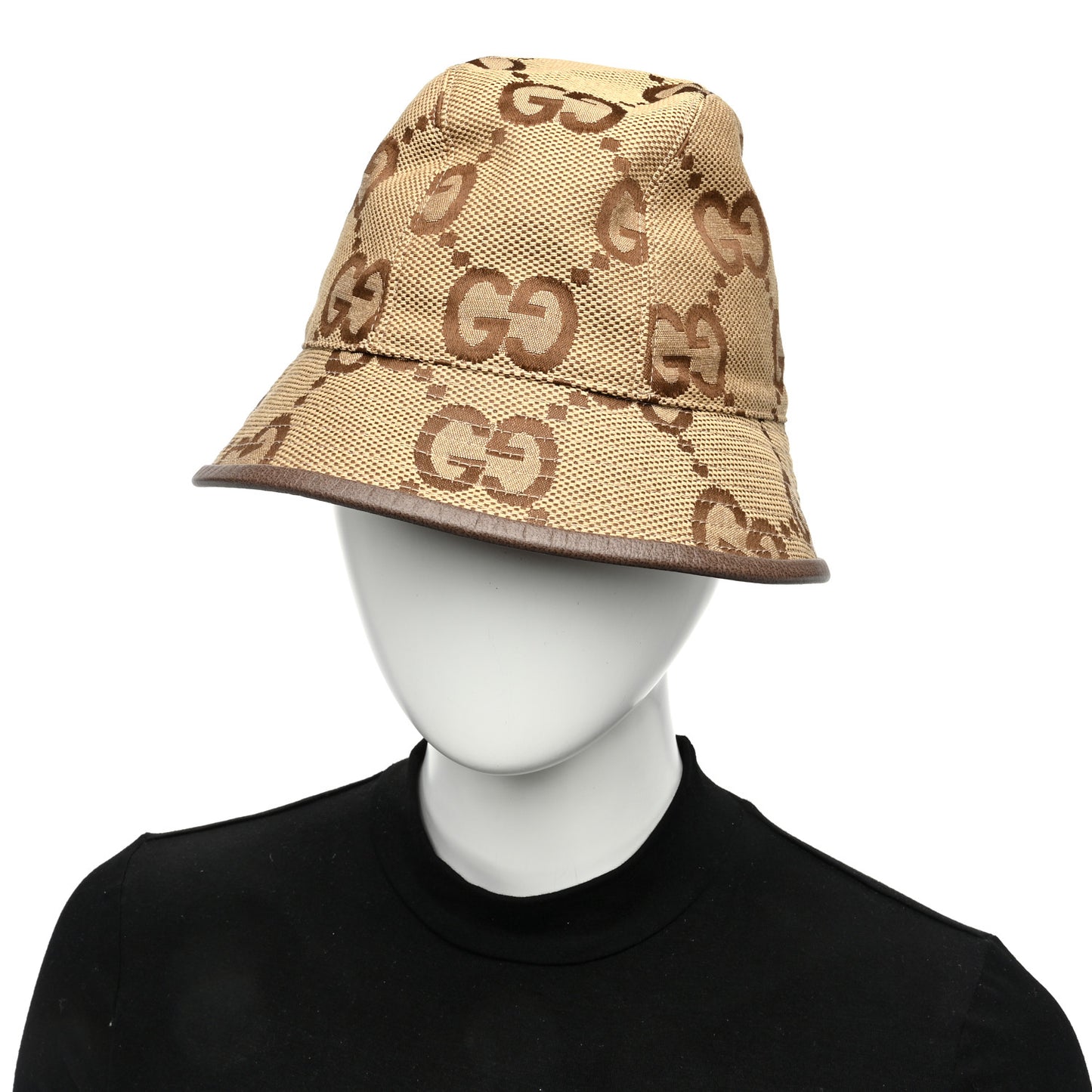 Monogram Jumbo GG Bucket Hat XL Camel Ebony New Acero