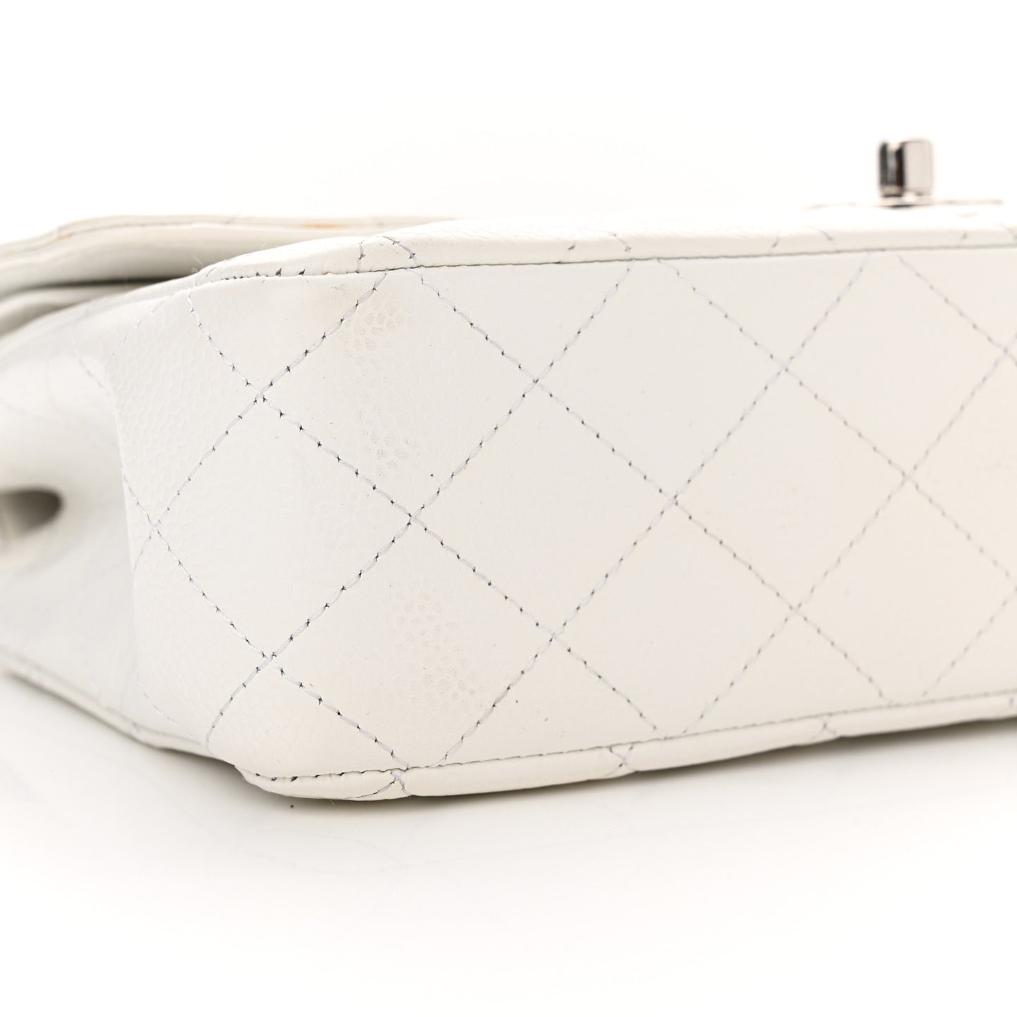 Caviar Quilted Medium Double Flap White
