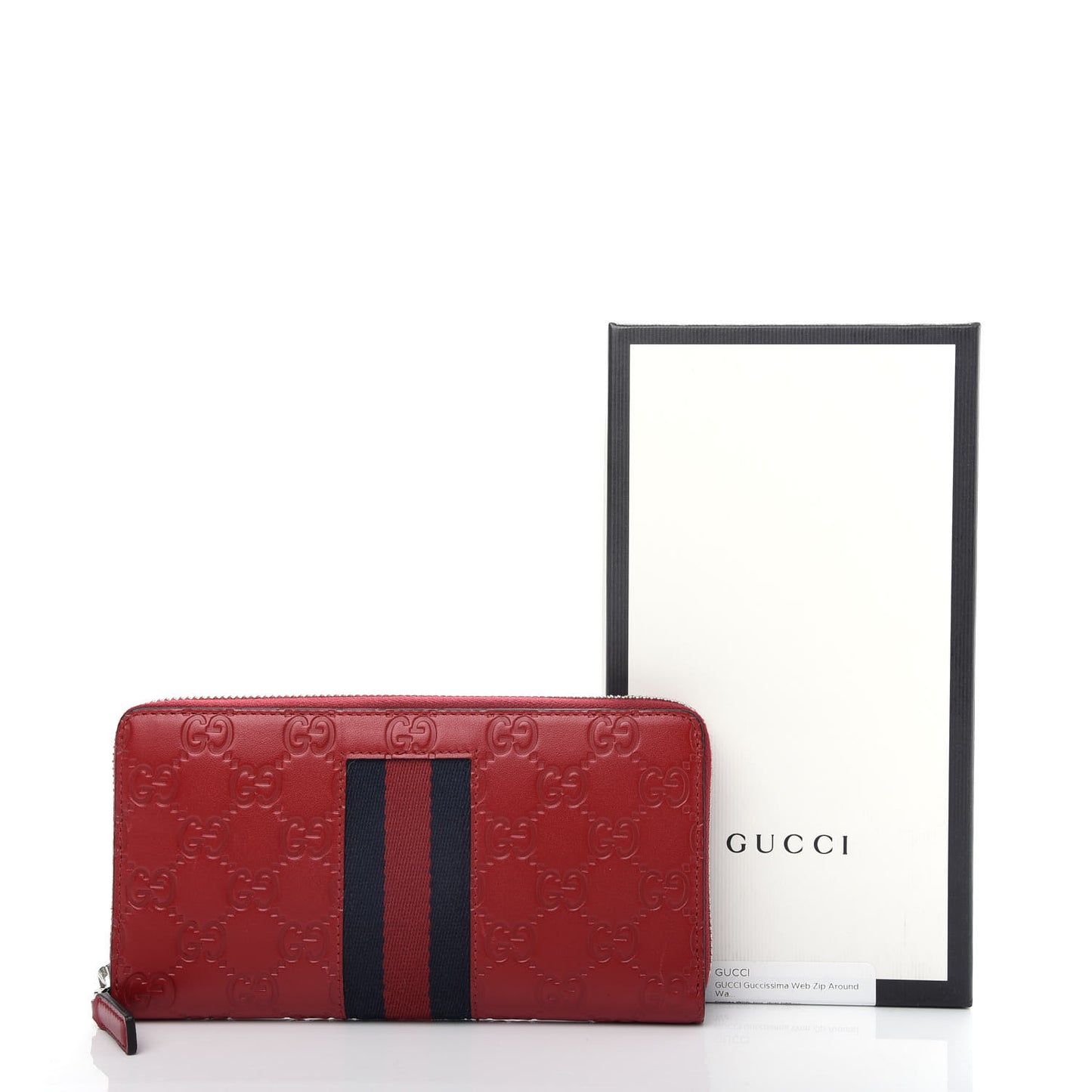 Guccissima Web Zip Around Wallet Red