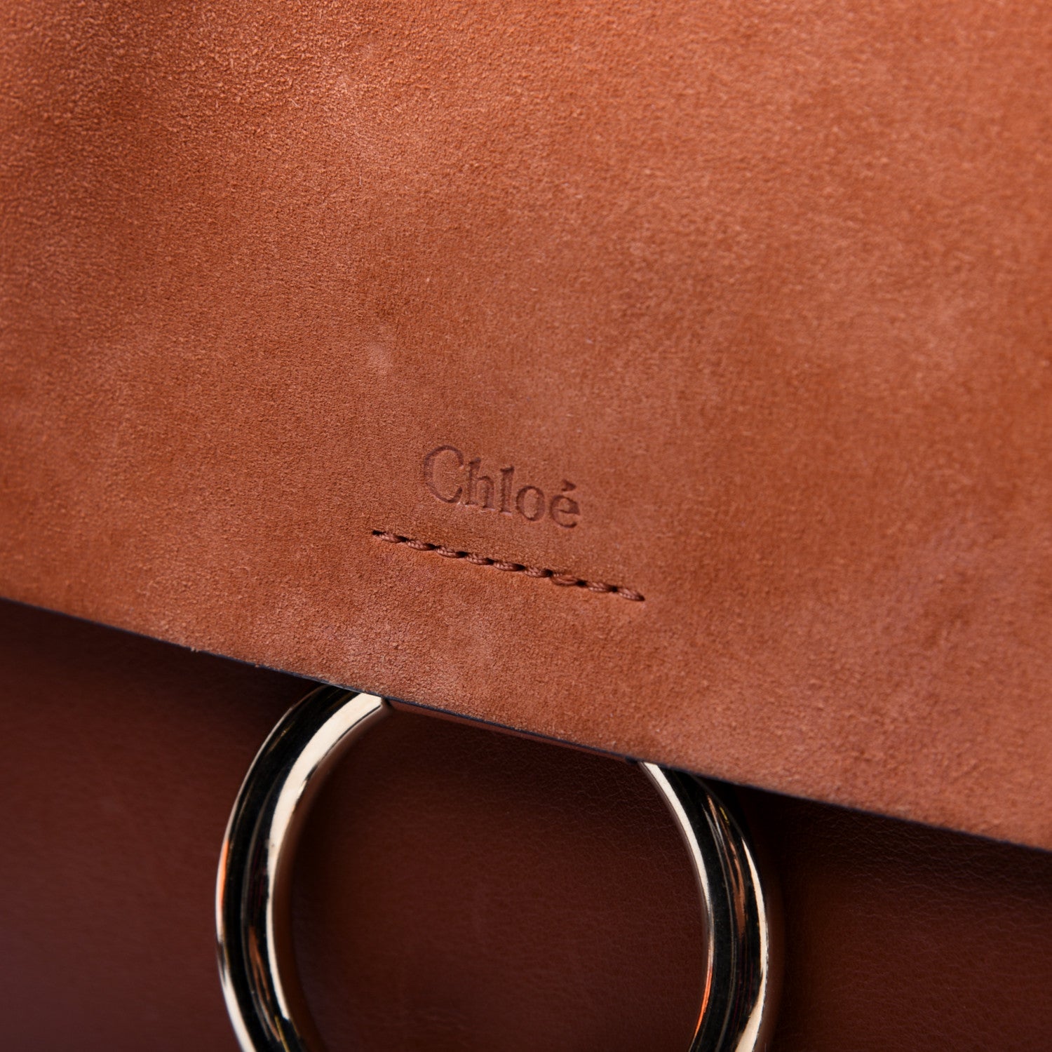 Chloe Suede Calfskin Medium Faye Shoulder Bag Tobacco 10 of 15