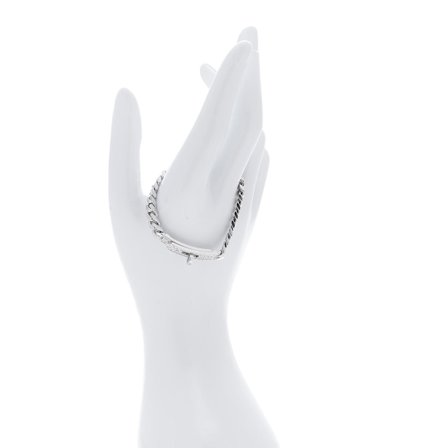 18K White Gold Diamond TPM Kelly Gourmette Bracelet SH