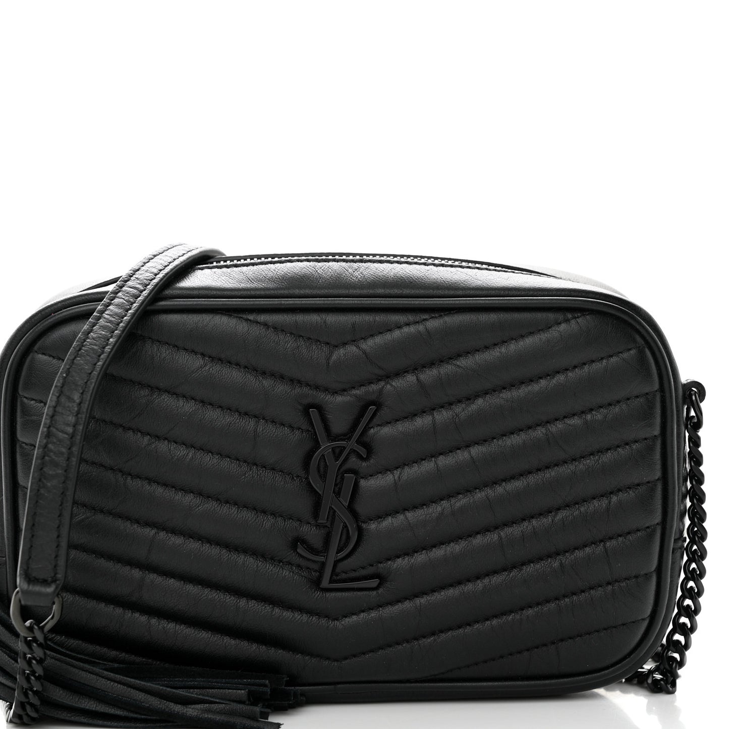 Calfskin Matelasse Monochrome Monogram Mini Lou Camera Bag Black