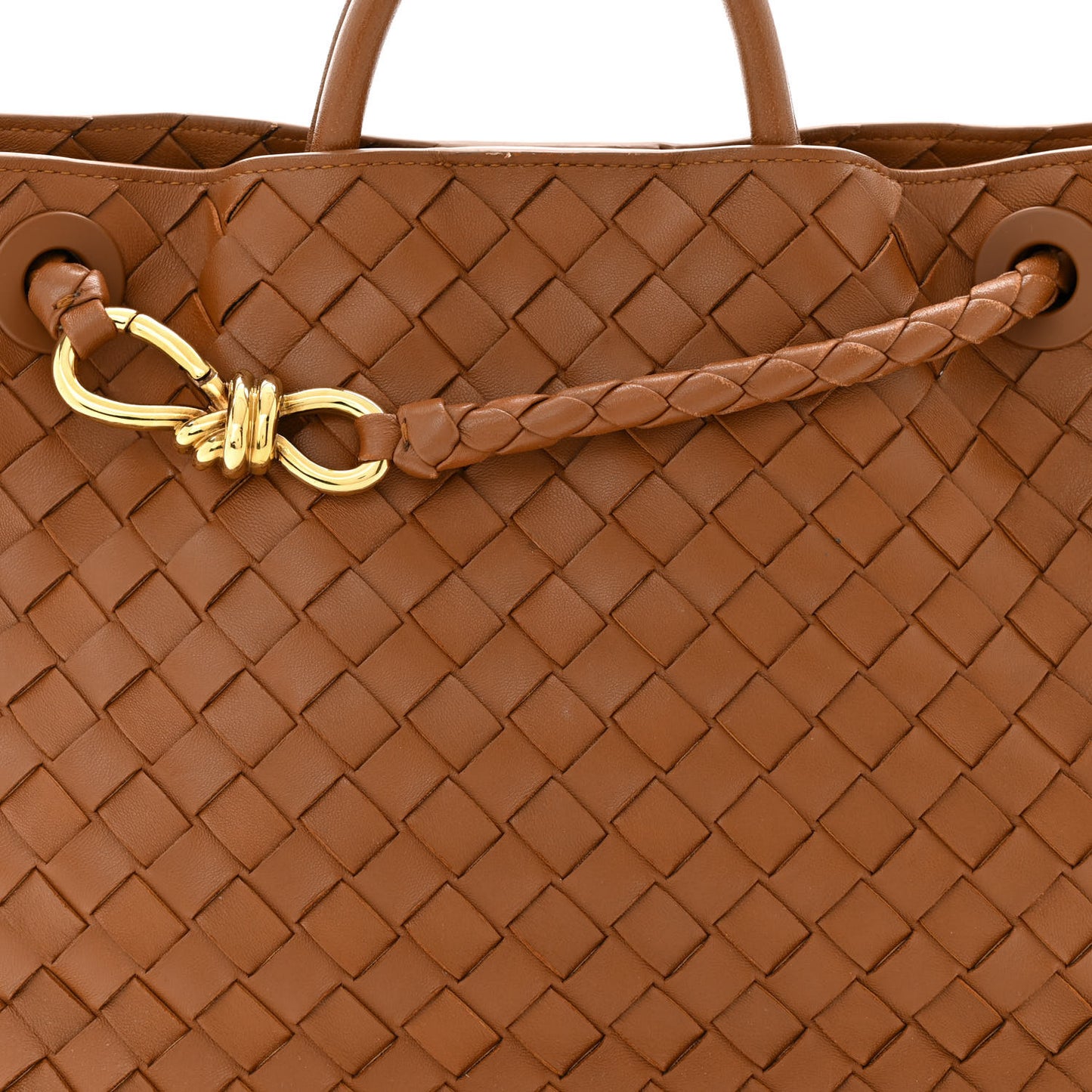Nappa Intrecciato Medium Andiamo Shoulder Bag Cognac