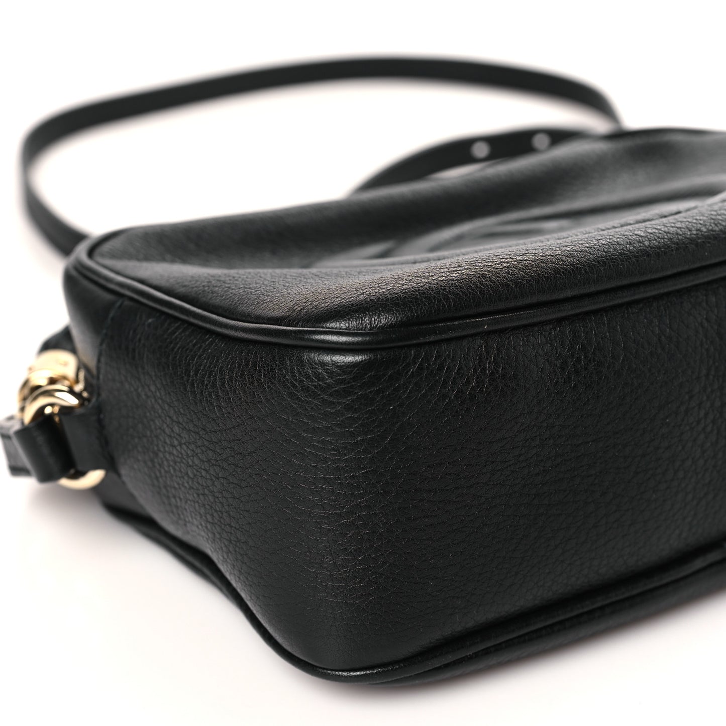 Pebbled Calfskin Small Soho Disco Bag Black