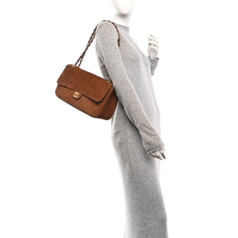 Suede Calfskin Small Souplissimo Maxi Flap Camel