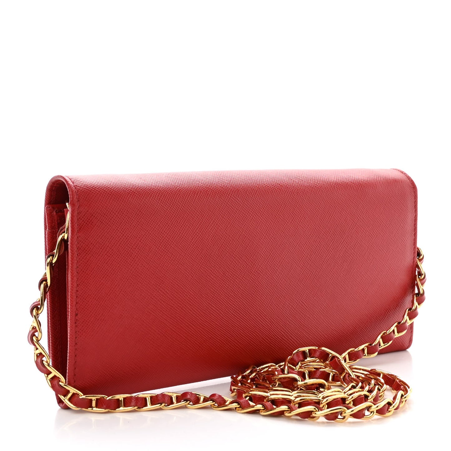 Saffiano Metal Oro Chain Wallet Fuoco