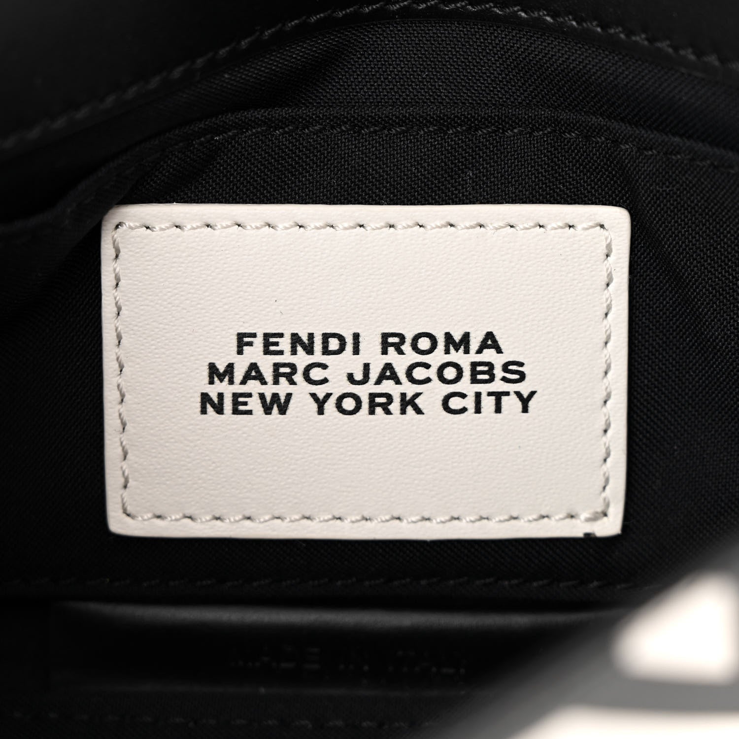 Fendi X MARC JACOBS Nappa Vitello King Logo Print Phone Baguette White Black 6 of 10