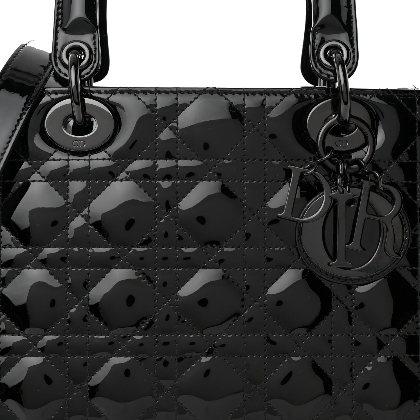 Ultraglossy Patent Cannage Medium Lady Dior Black