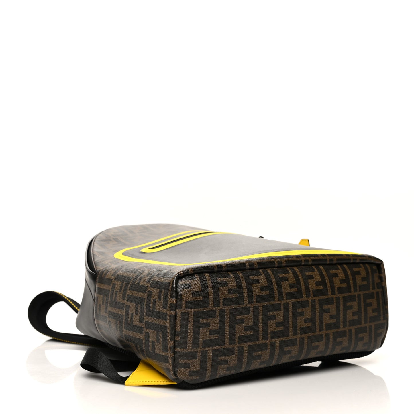 Glazed Fabric Calfskin FF 1974 Mania Pouch Pocket Backpack Mogano Panna Black Yellow