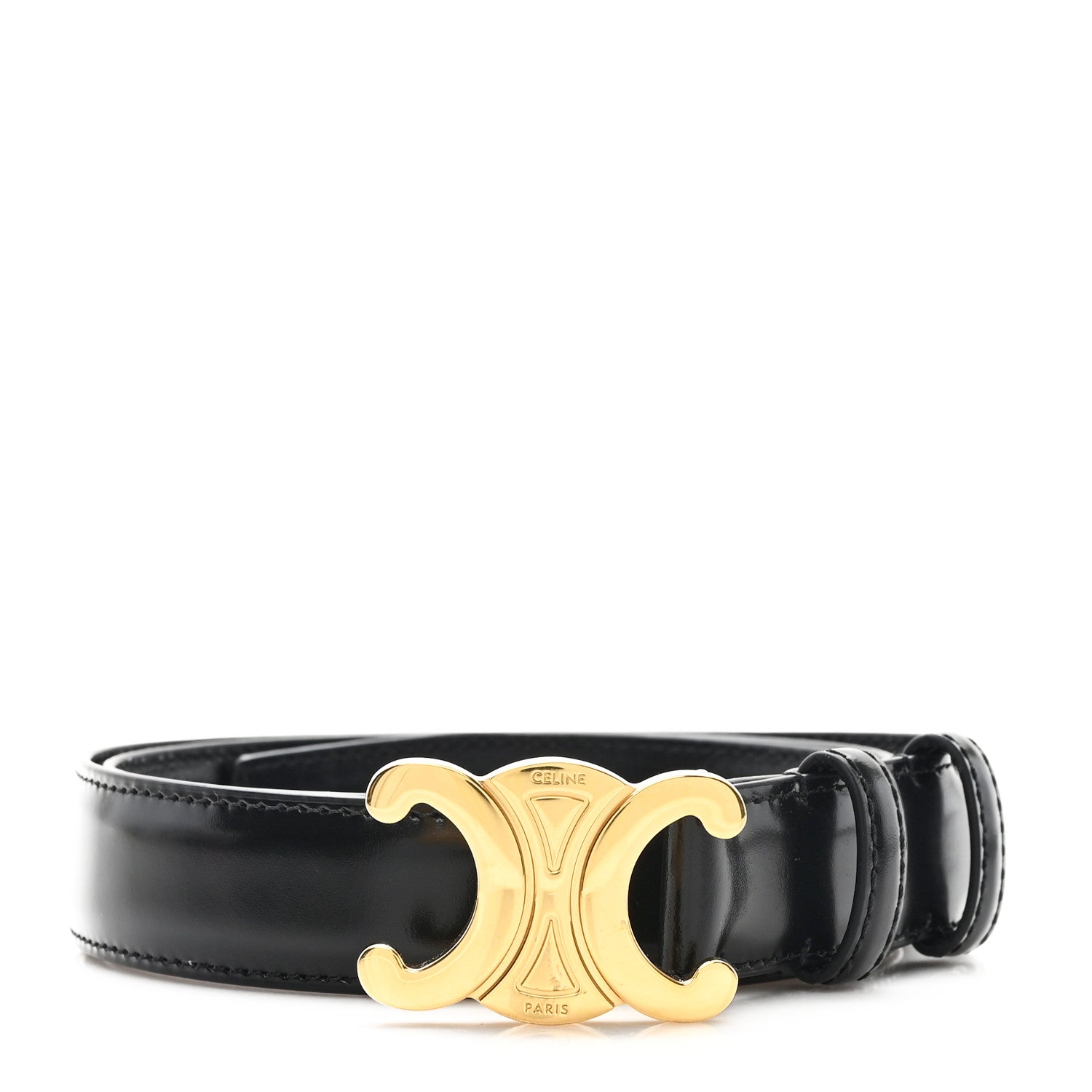 Celine Box Calfskin Small 18mm Triomphe Belt 80 32 Black 1741168