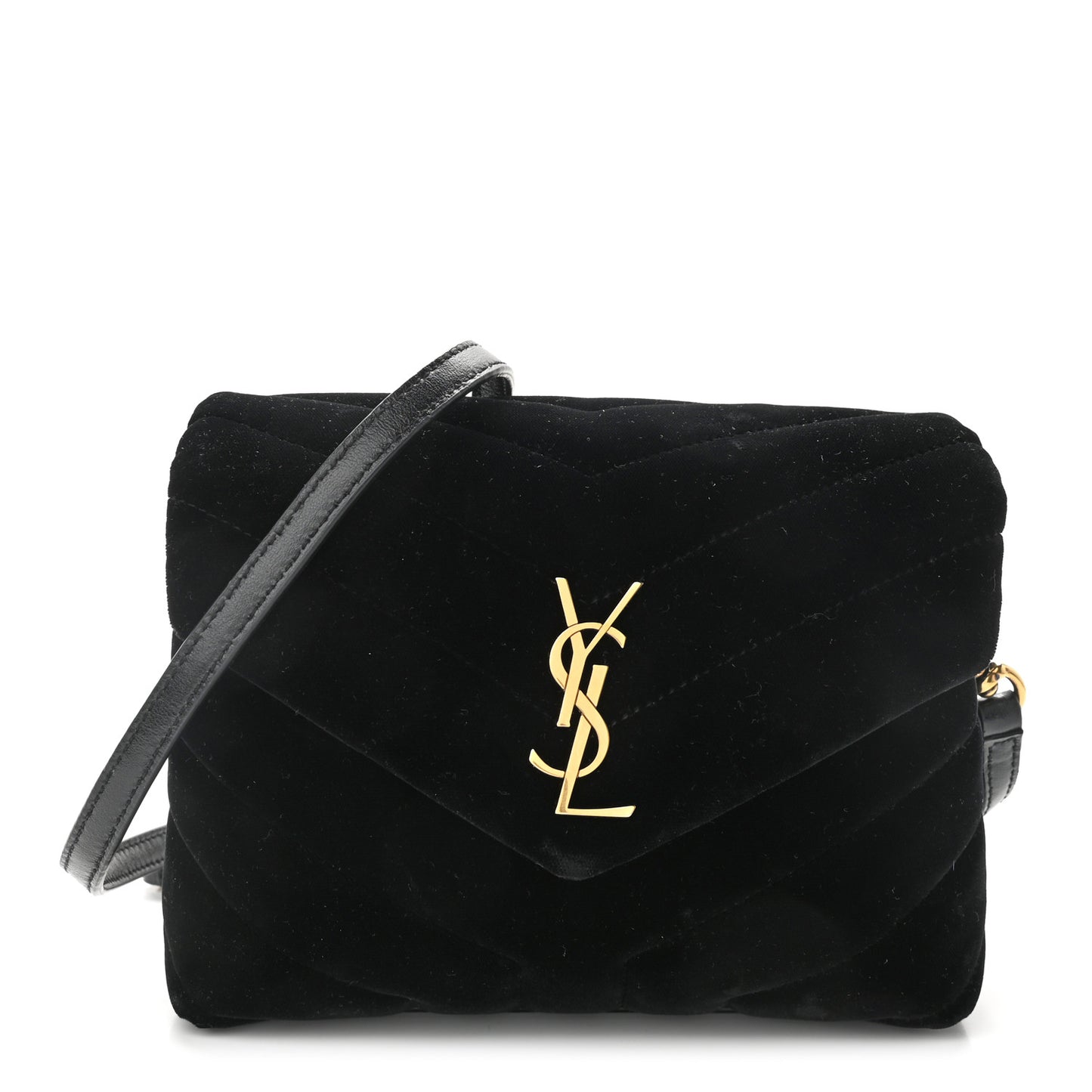 Velvet Y Quilted Monogram Toy Loulou Chain Satchel French Black