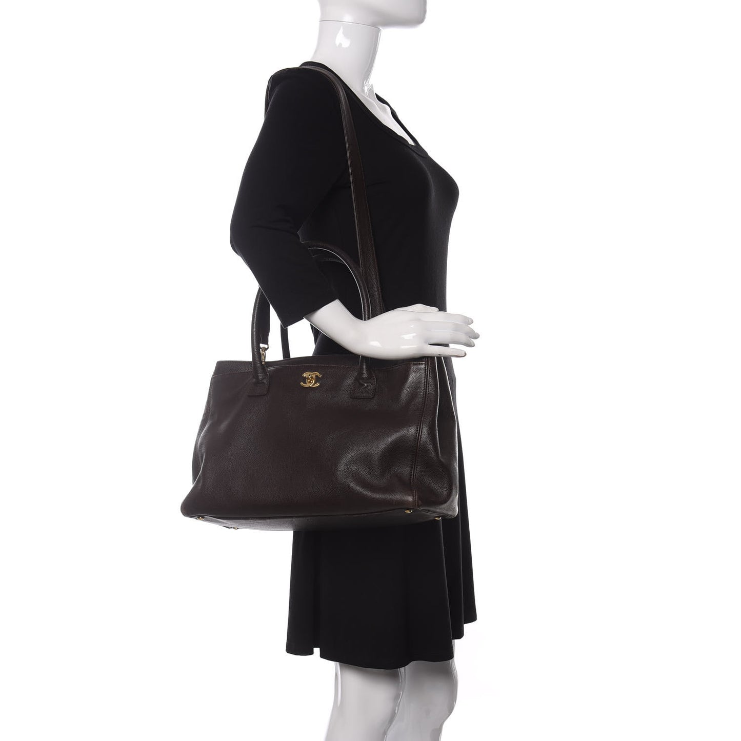 Calfskin Cerf Executive Shopper Tote Brown