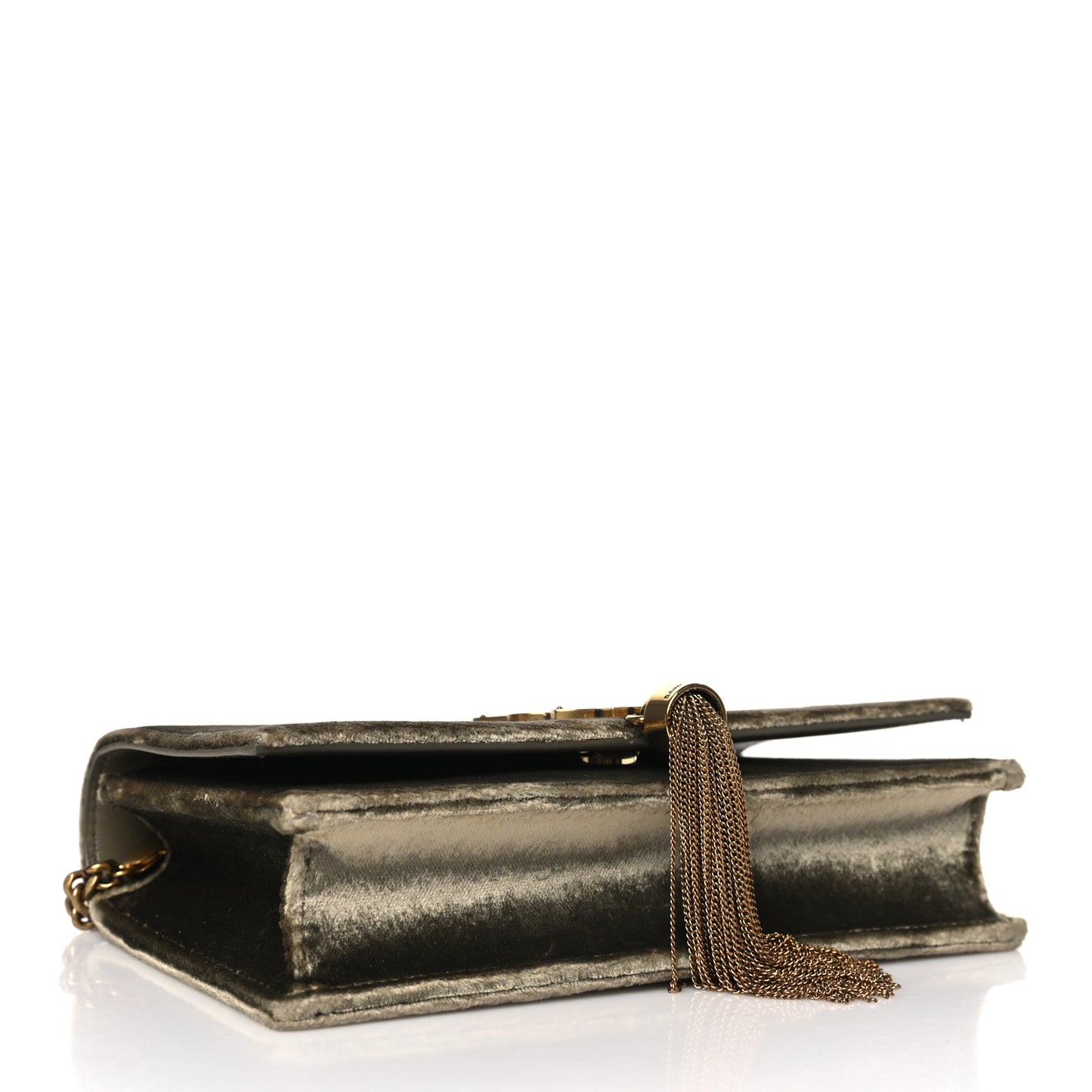 Velvet Medium Classic Monogram Kate Tassel Satchel Olive