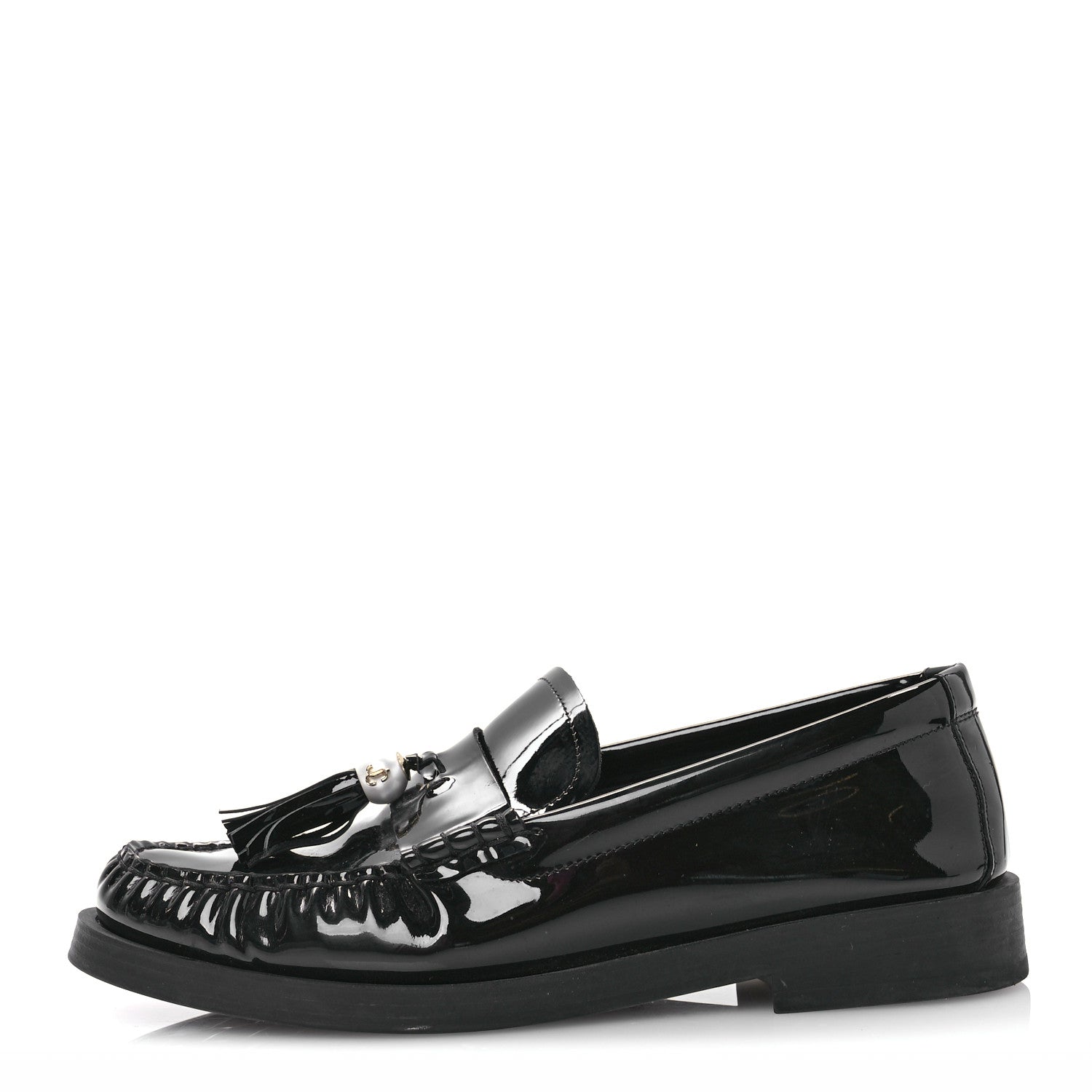 Jimmy Choo Patent Pearl Addie Loafers 40.5 Black 1 of 7