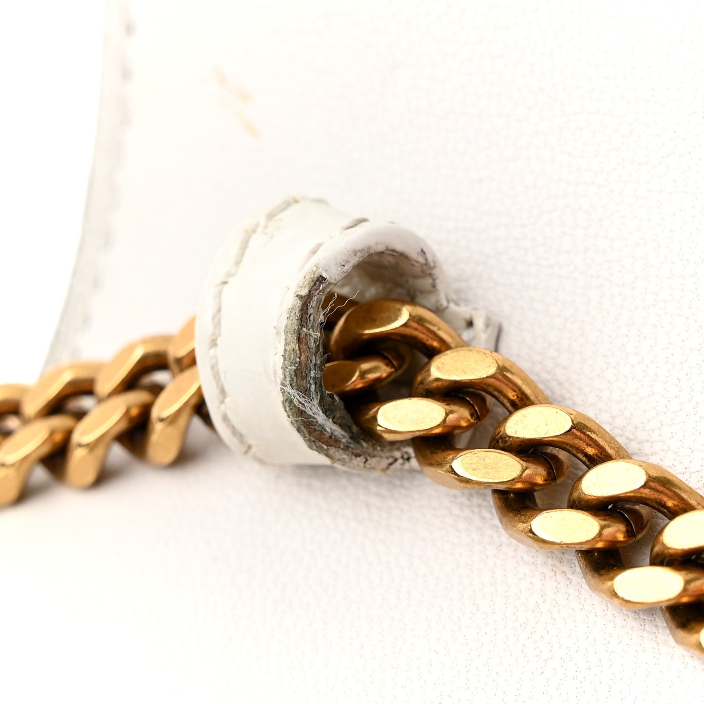 Shiny Calfskin Crocodile Embossed Hourglass Chain Bag White