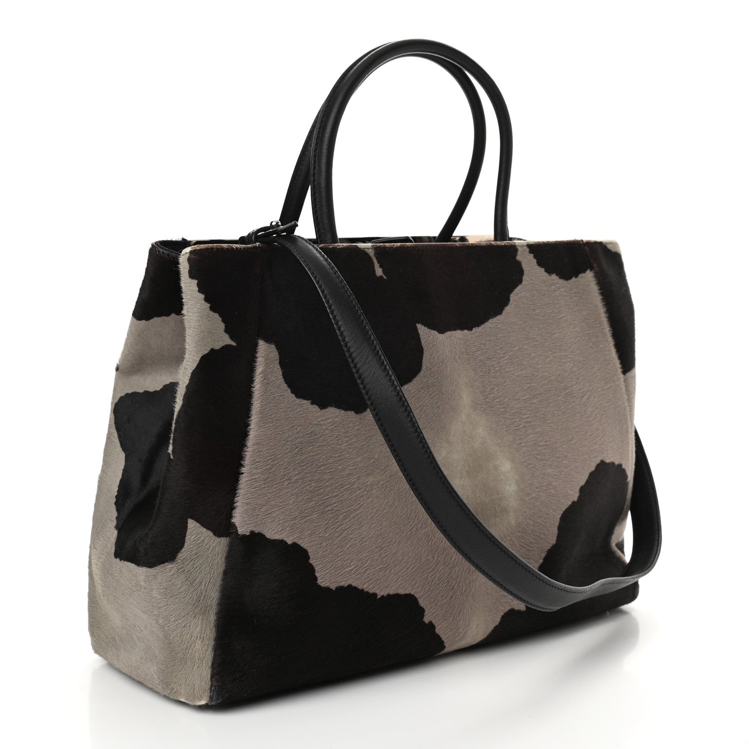 Fendi Calf Hair Cow Print Regular 2Jours Tote Grey Black 2 of 13