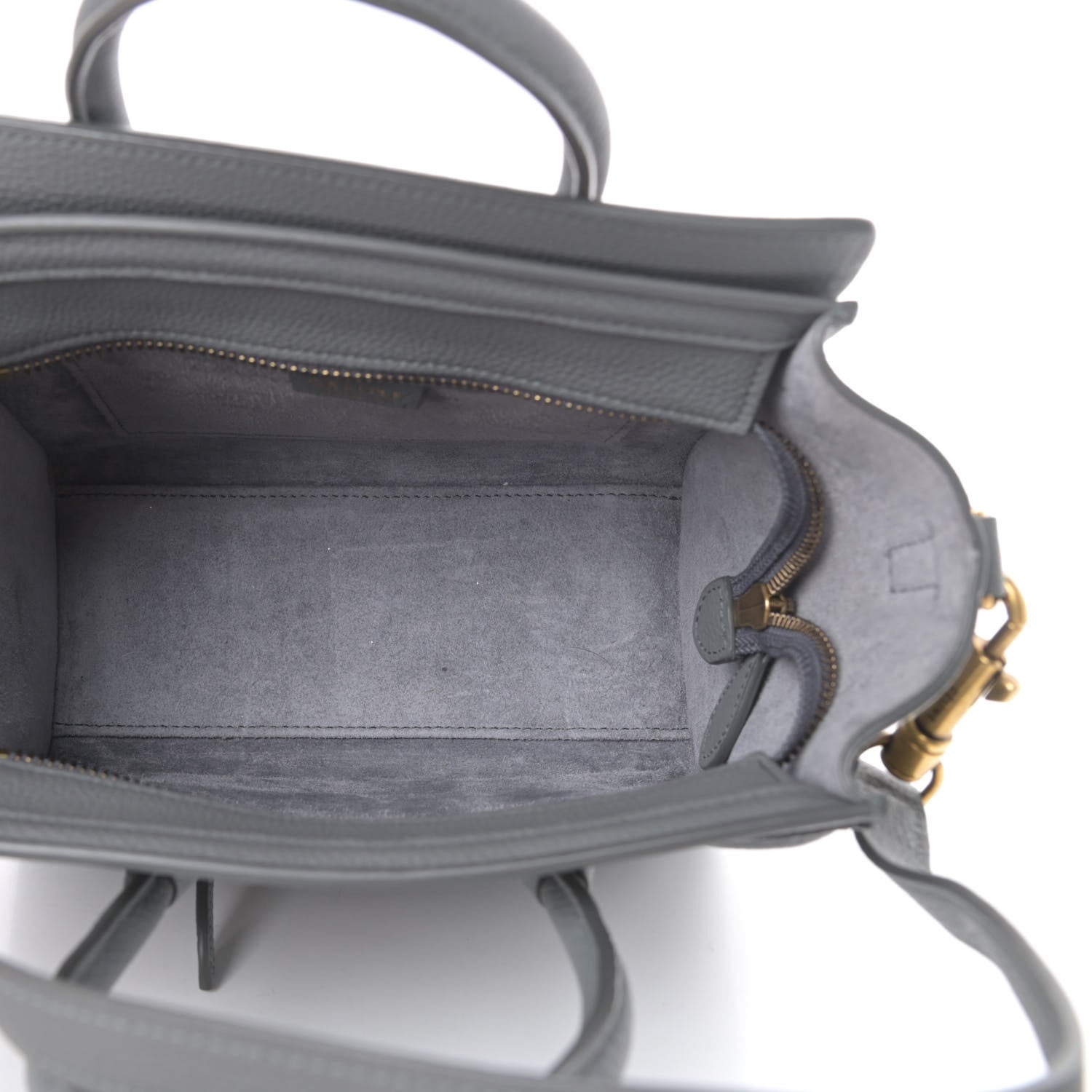 Celine Drummed Calfskin Nano Luggage Kohl 5 of 12