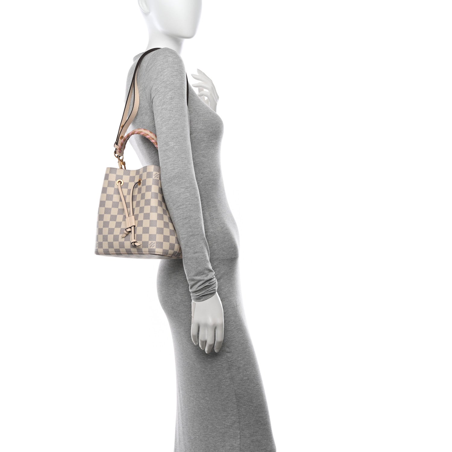 Louis Vuitton Damier Azur Braided Neonoe BB Pink 2 of 11