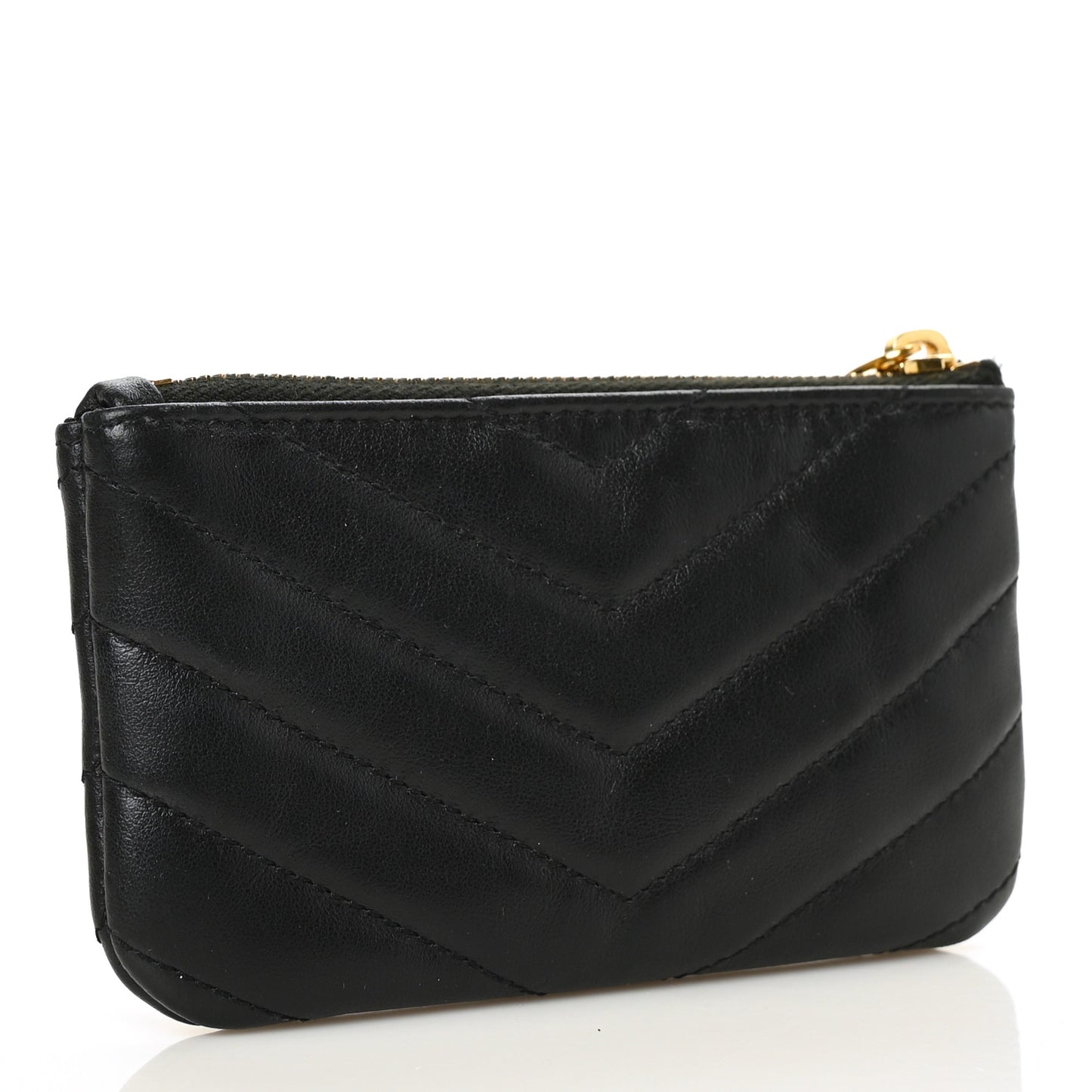Calfskin Matelasse Monogram Key Pouch Black
