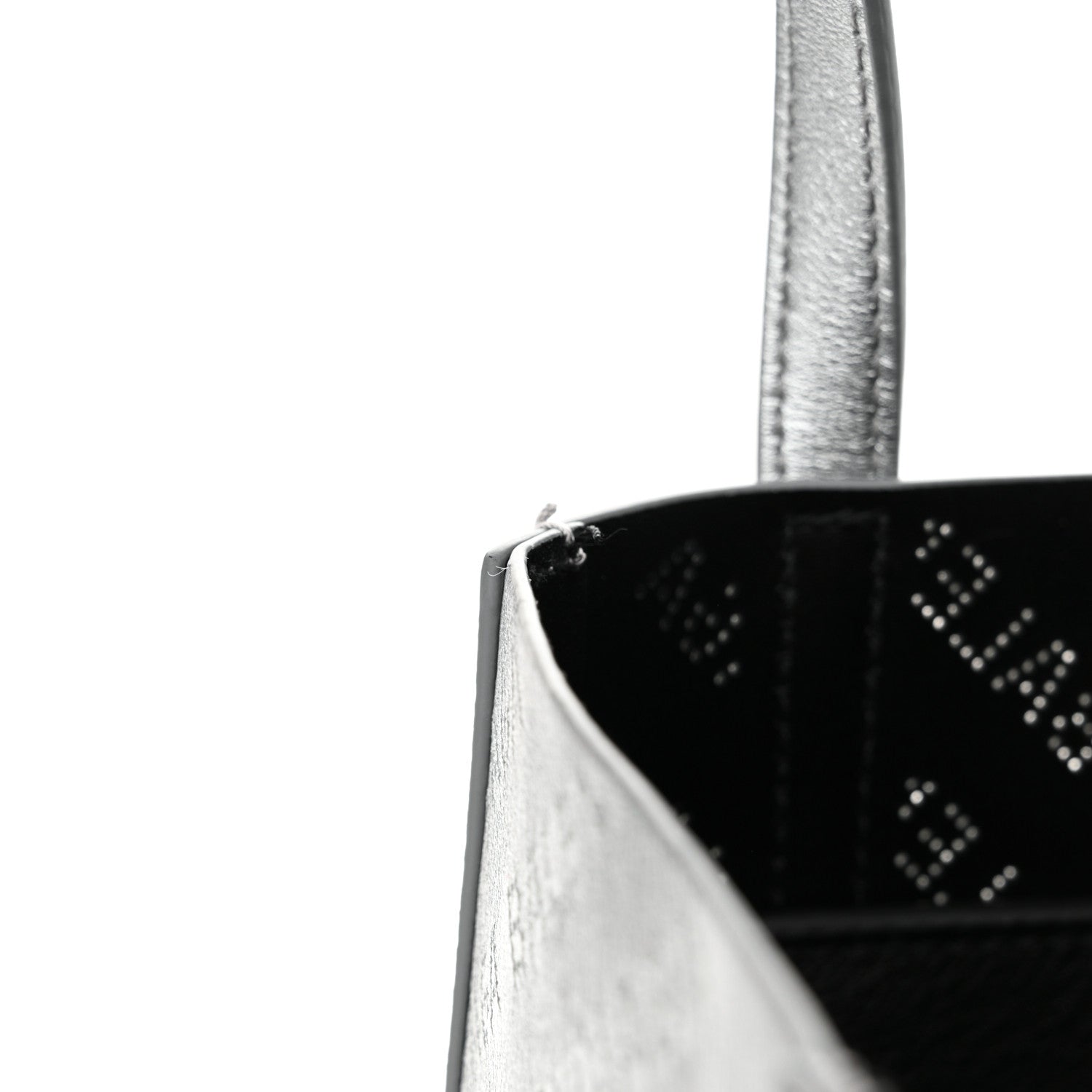 Balenciaga Metallic Calfskin Logo Perforated XXS Everyday Tote New Silver 11 of 14