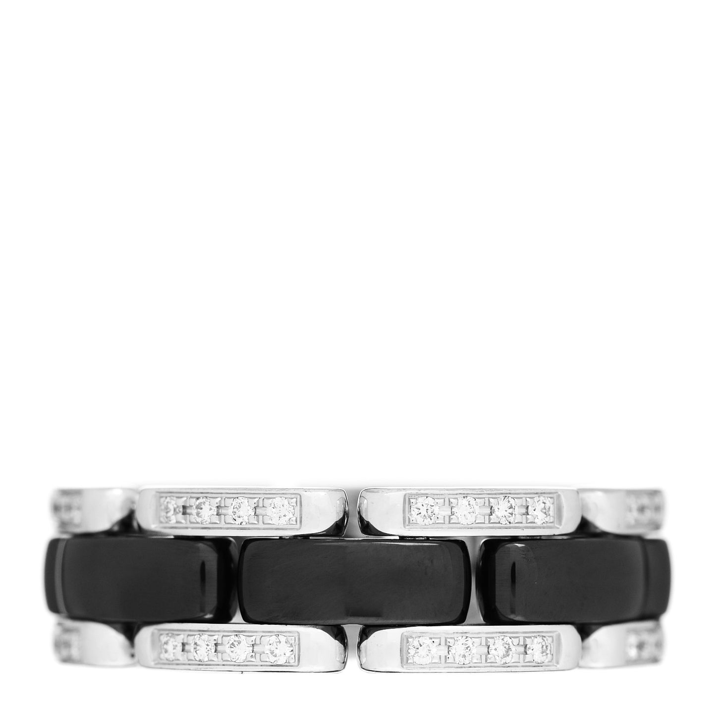 18K White Gold Ceramic Diamond Medium Ultra Ring Black 54 6.75