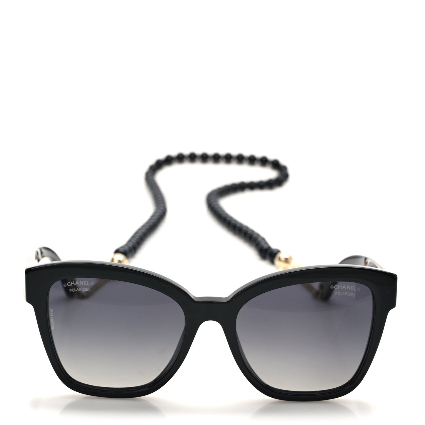 Acetate Chain Square Sunglasses 5487-A Black