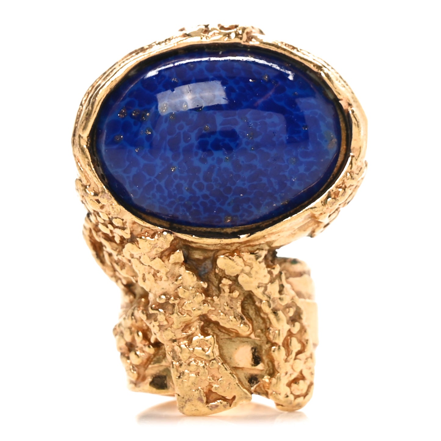 Glass Cabochon Arty Ovale Ring 49 5 Gold Blue