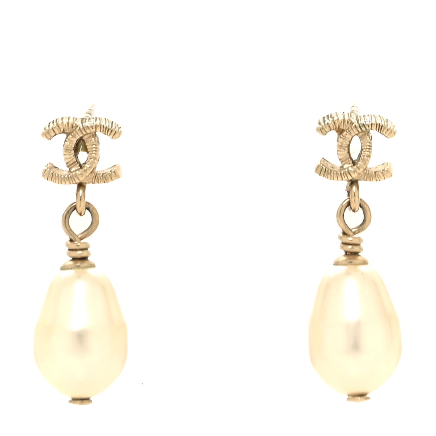 Pearl CC Teardrop Earrings Gold
