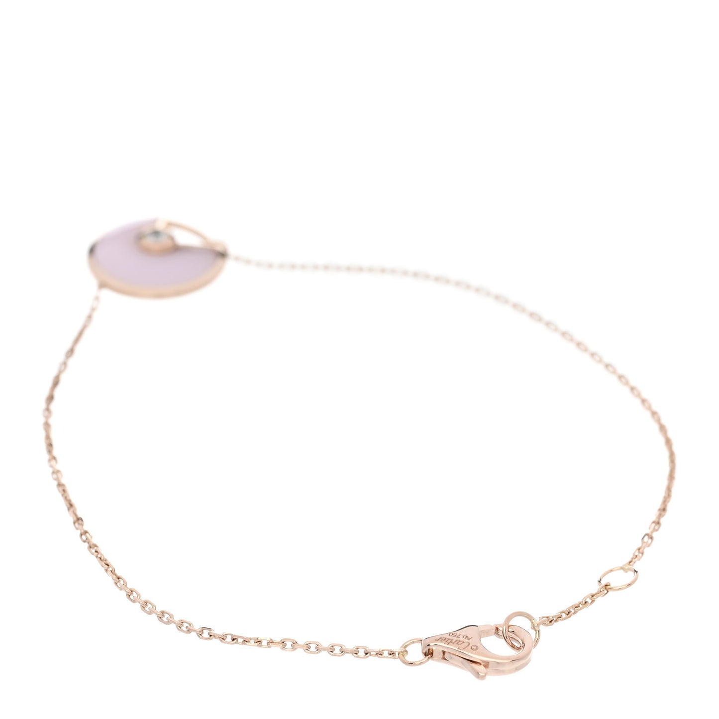 18K Pink Gold Diamond Pink Opal Amulette de Cartier Bracelet