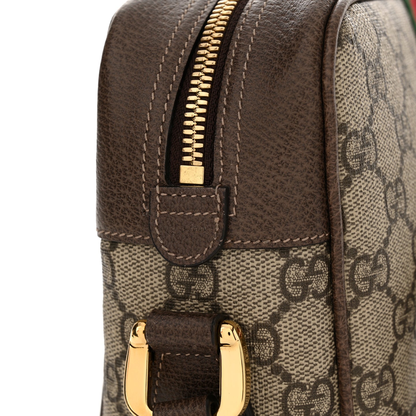 GG Supreme Monogram Web Small Ophidia Shoulder Bag Brown