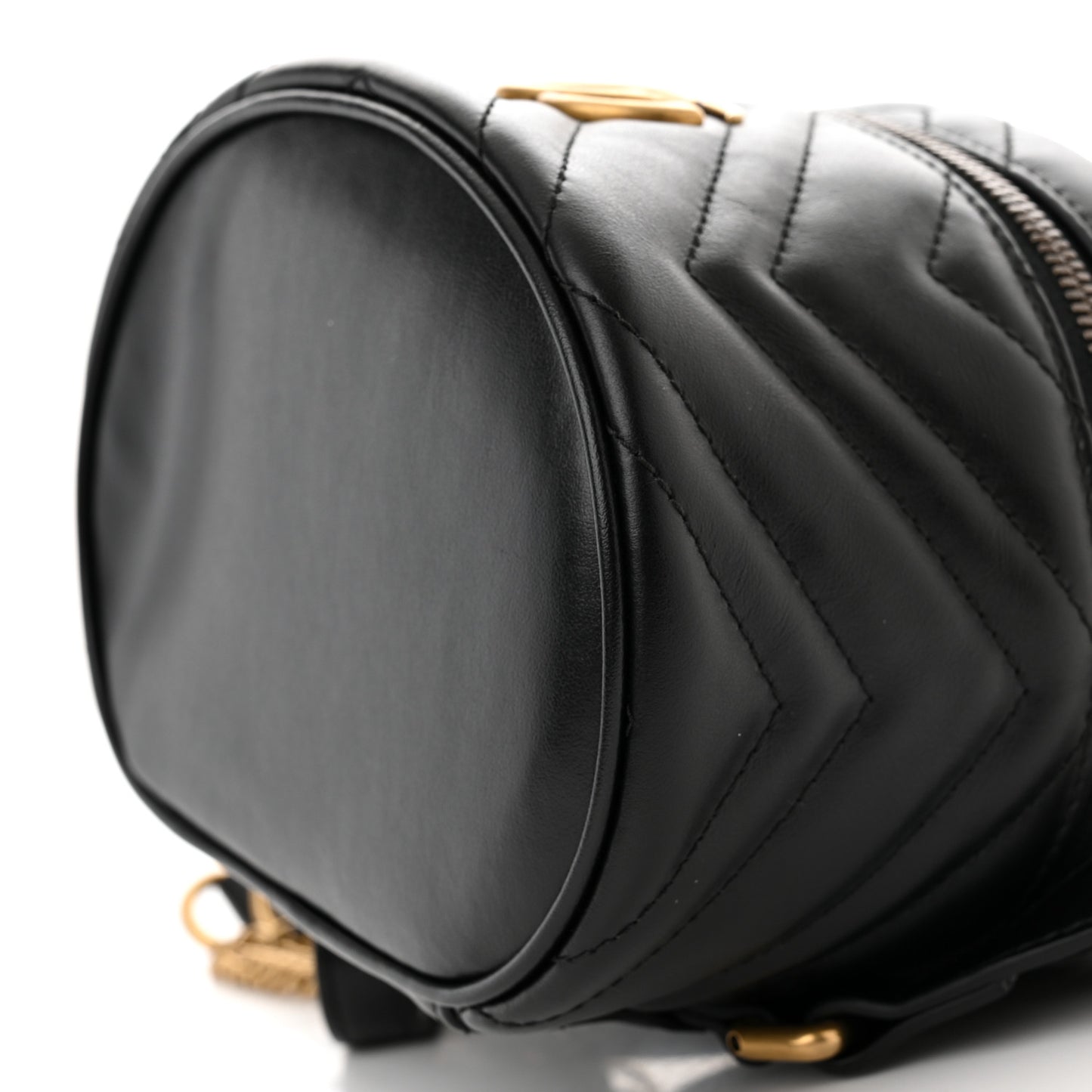 Calfskin Matelasse Mini GG Marmont Round Backpack Black