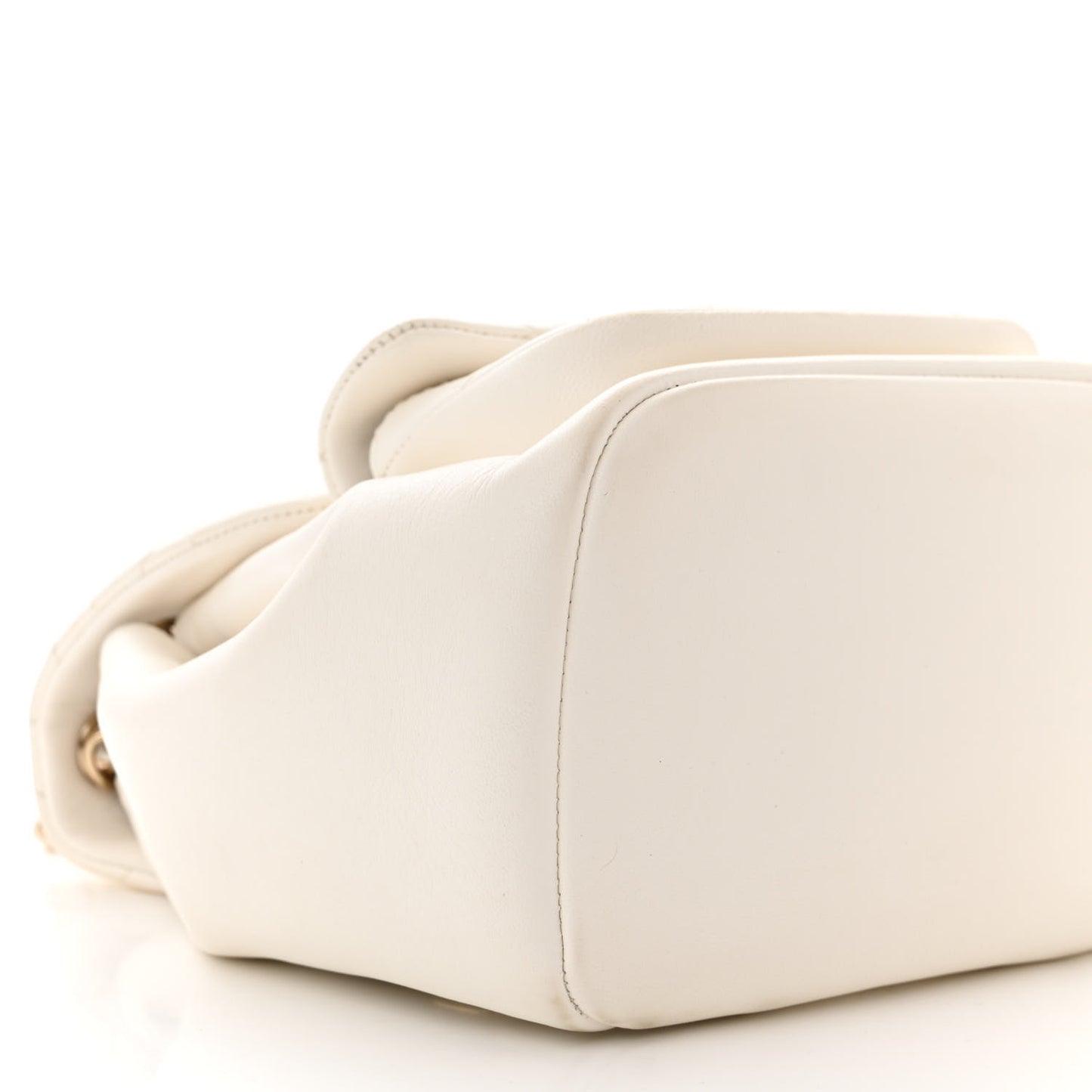 Lambskin Quilted Small Duma Drawstring Backpack White