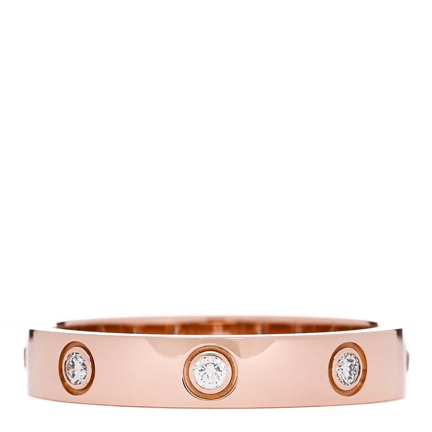 Cartier 18K Pink Gold 8 Diamond 4mm LOVE Wedding Band Ring 56 7.5 3 of 4