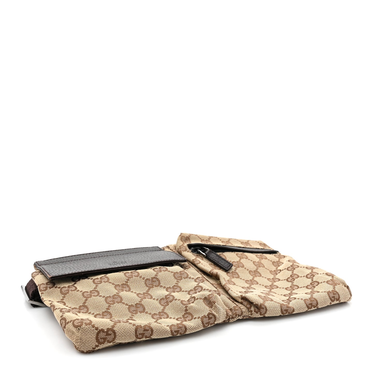 GG Monogram Double Pocket Belt Bag Dark Brown