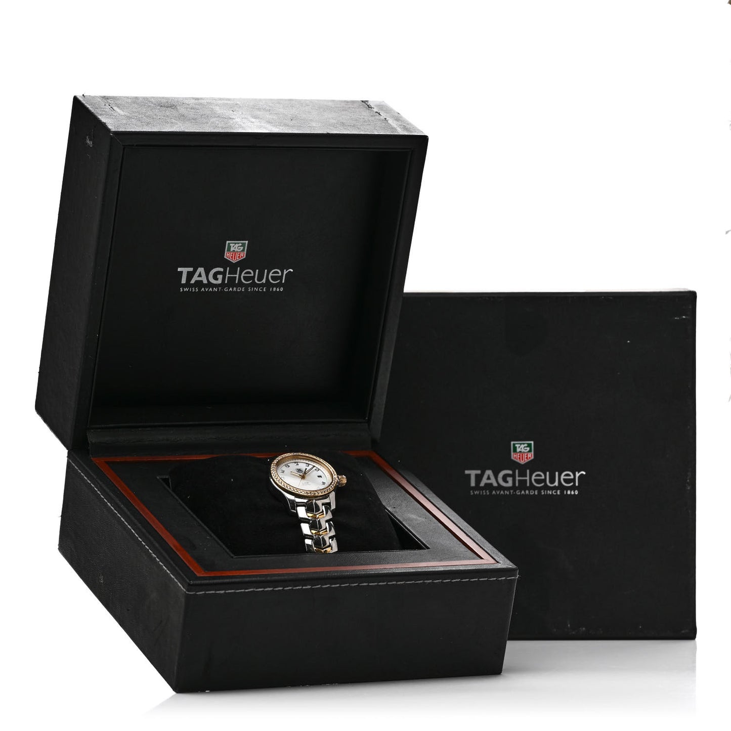 Stainless Steel 18K Yellow Gold Diamond Mother of Pearl 27mm Link Quartz Watch WJF1354