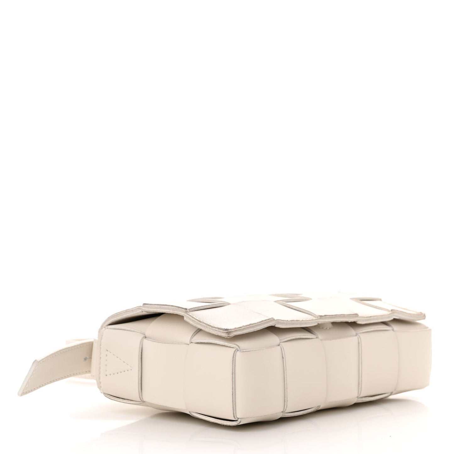 Lambskin Maxi Intrecciato Small Cassette Crossbody Bag White