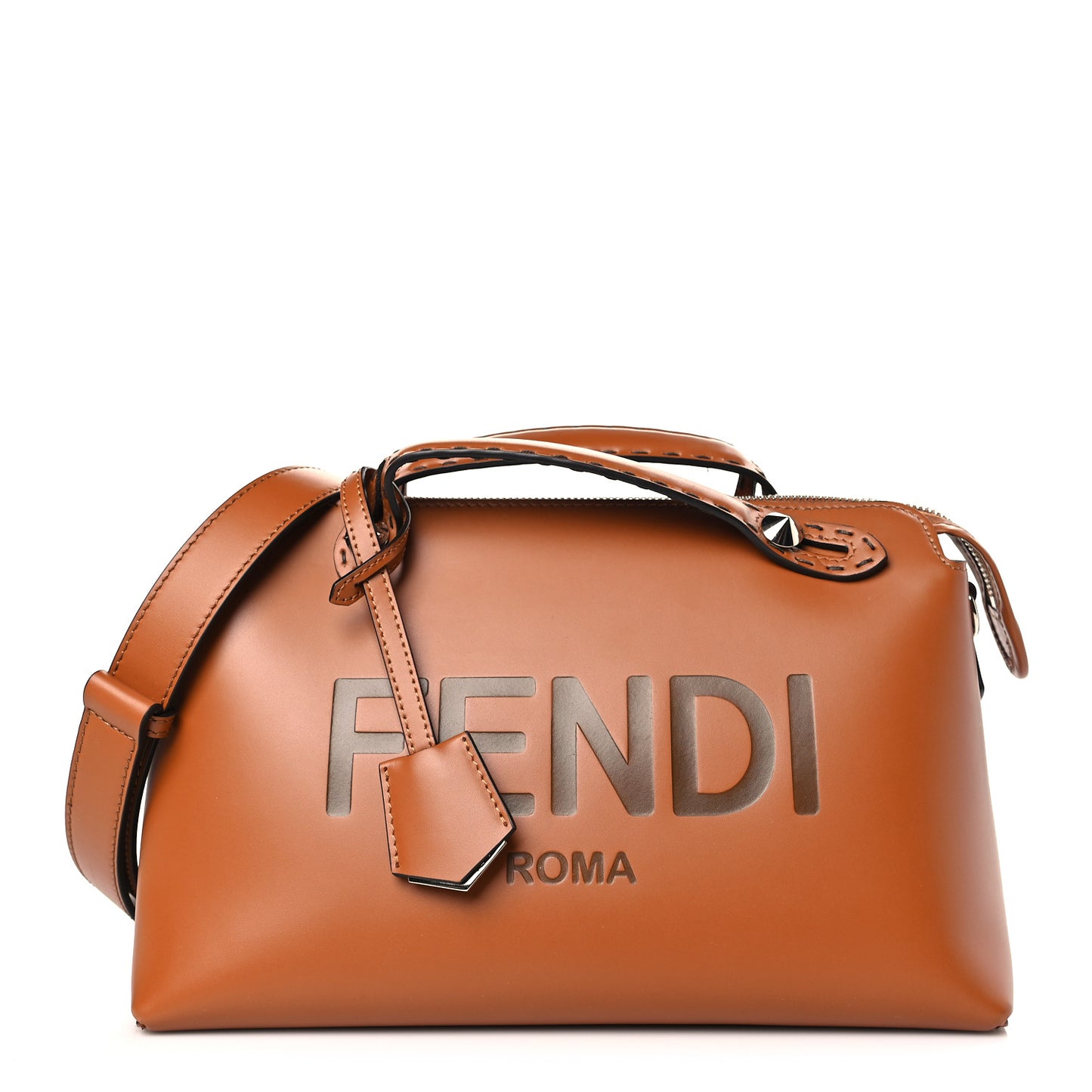 Vitello King Logo Embossed Medium By The Way Boston Bag Cuoio