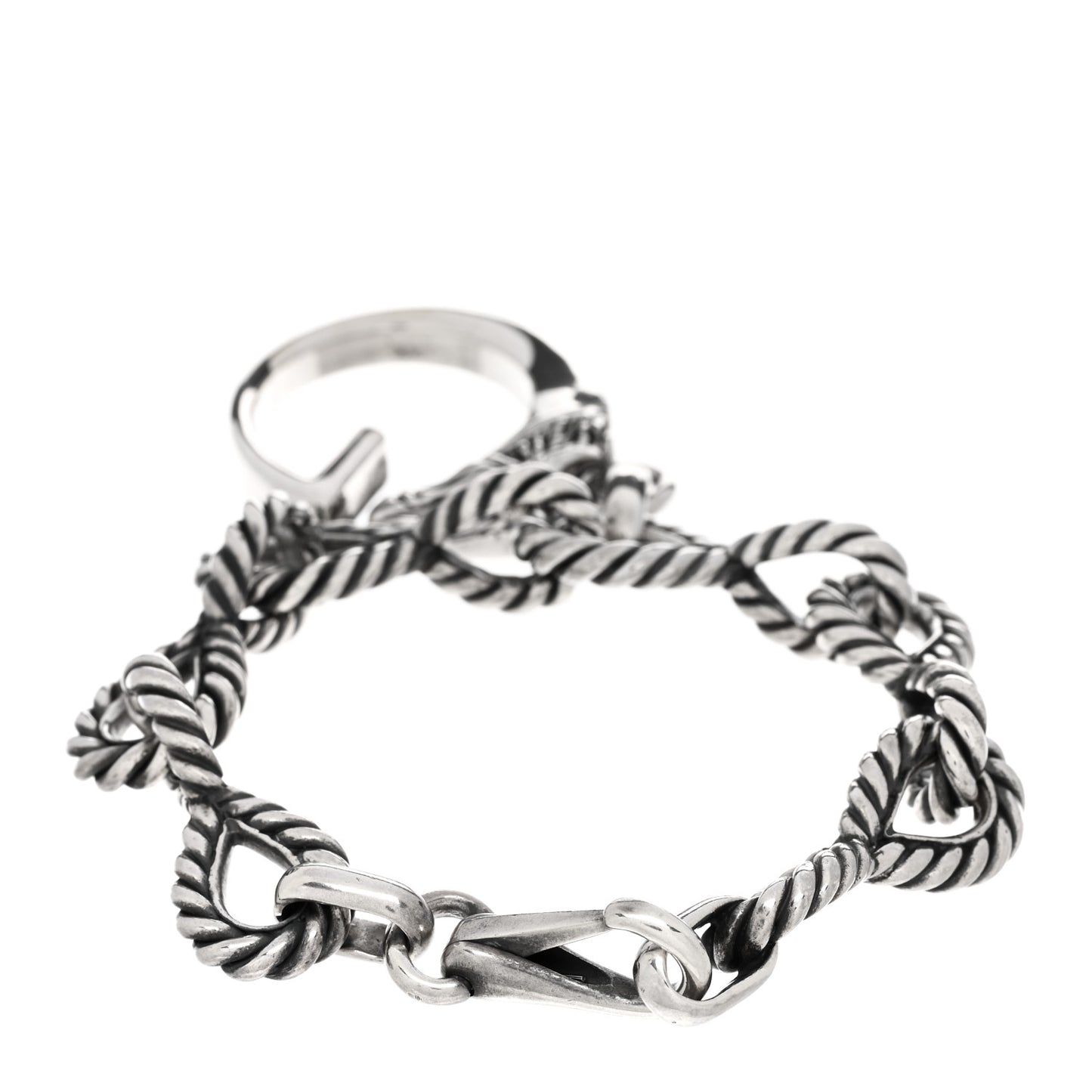 Sterling Silver G Horse Rope Bracelet