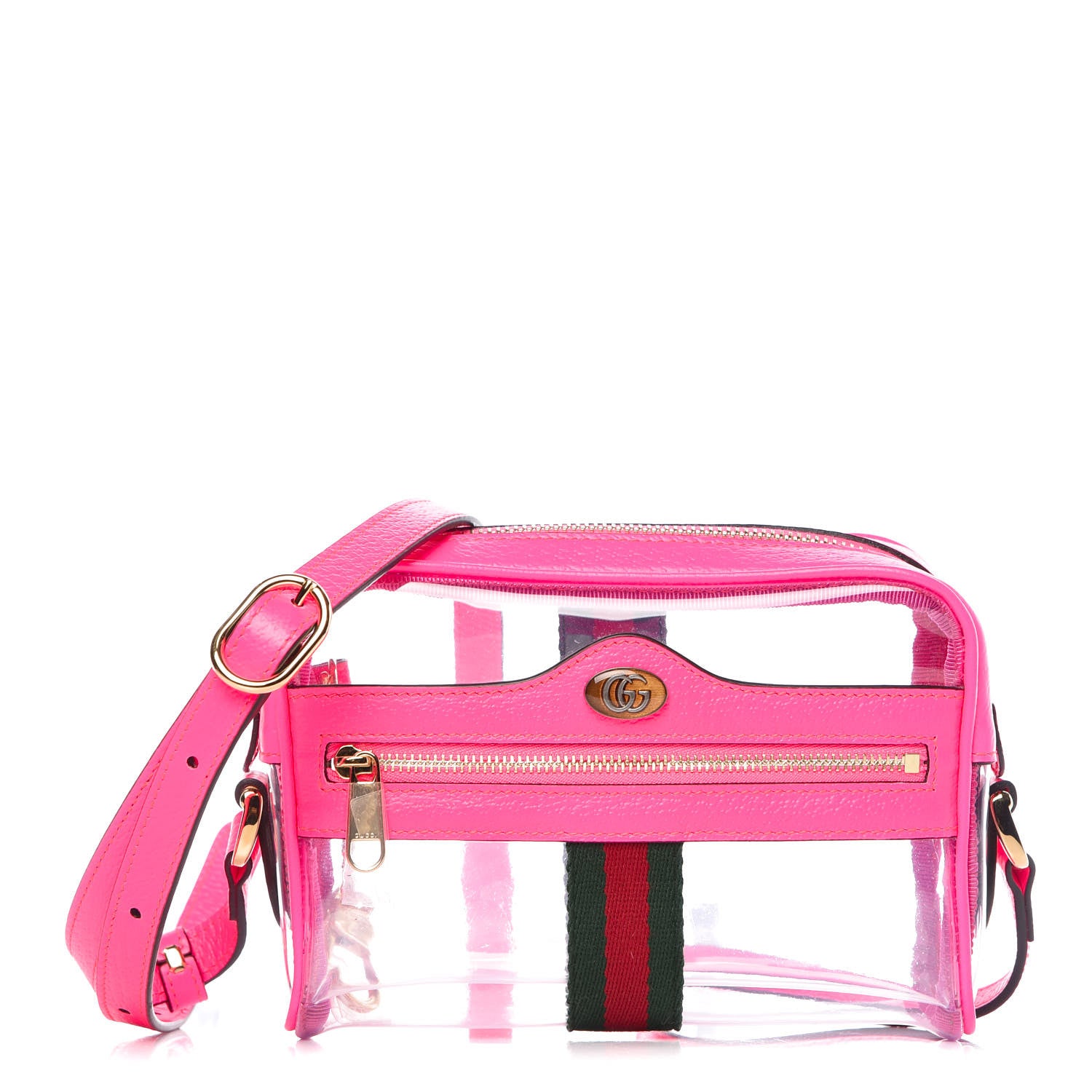 Gucci Vinyl Web Mini Ophidia Transparent Shoulder Bag Fluorescent Fuchsia 1 of 9