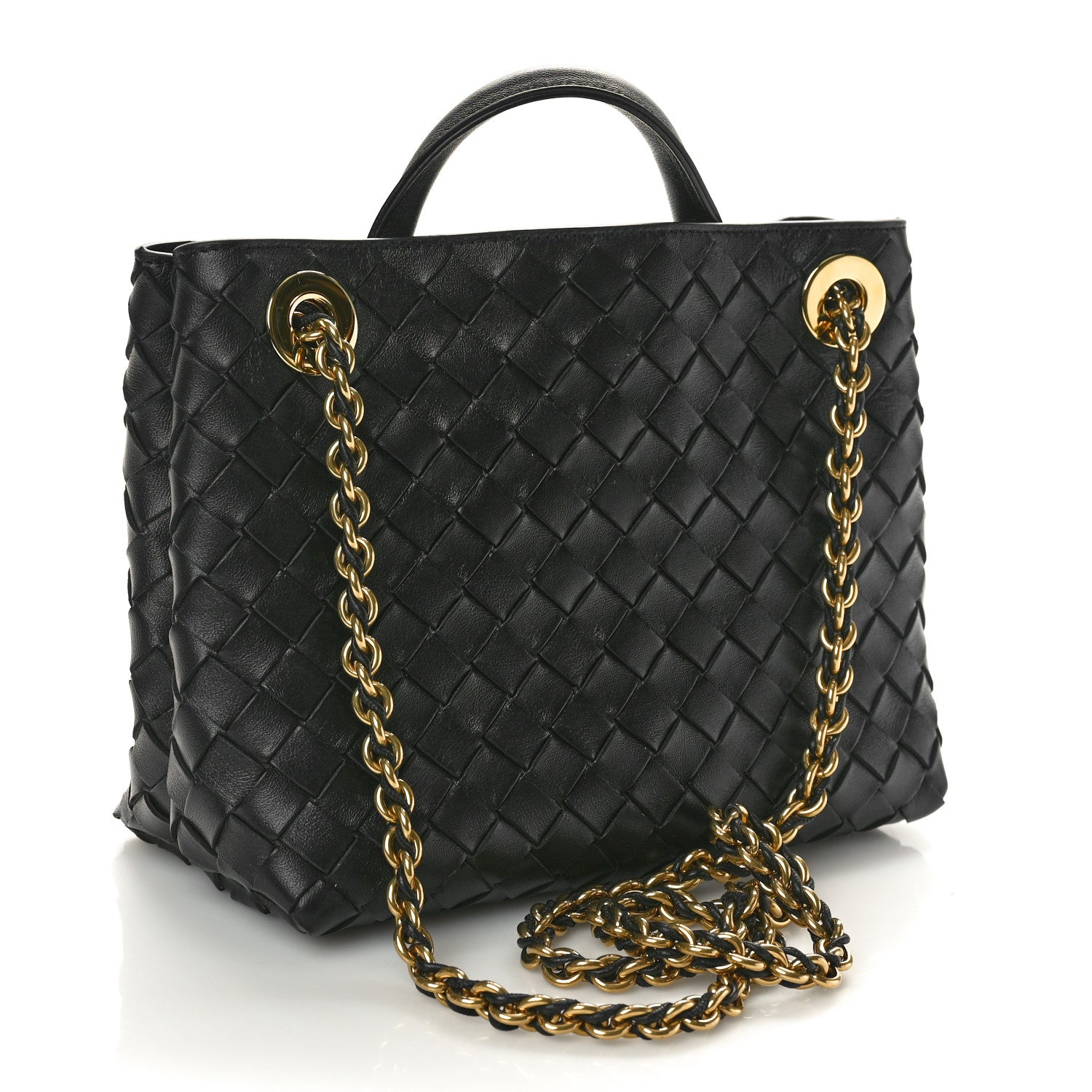 Bottega Veneta Nappa Intrecciato Small Andiamo With Chain Shoulder Bag Black 3 of 8