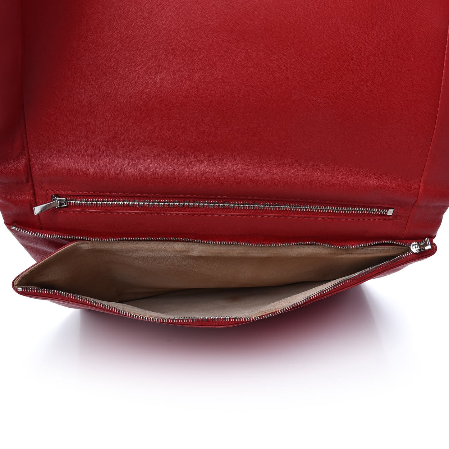 Lambskin Rolled Soft Trio Clutch Bright Red