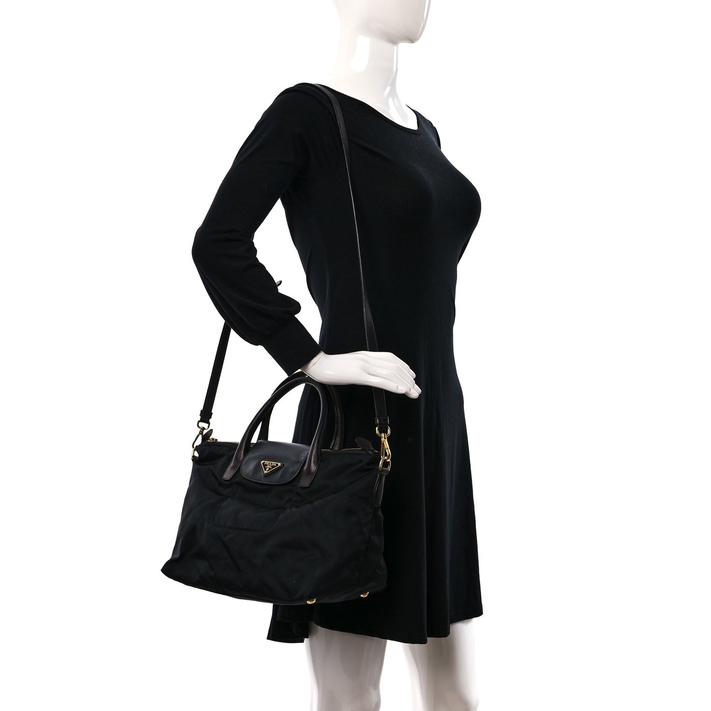 Saffiano Tessuto Nylon Tote Black