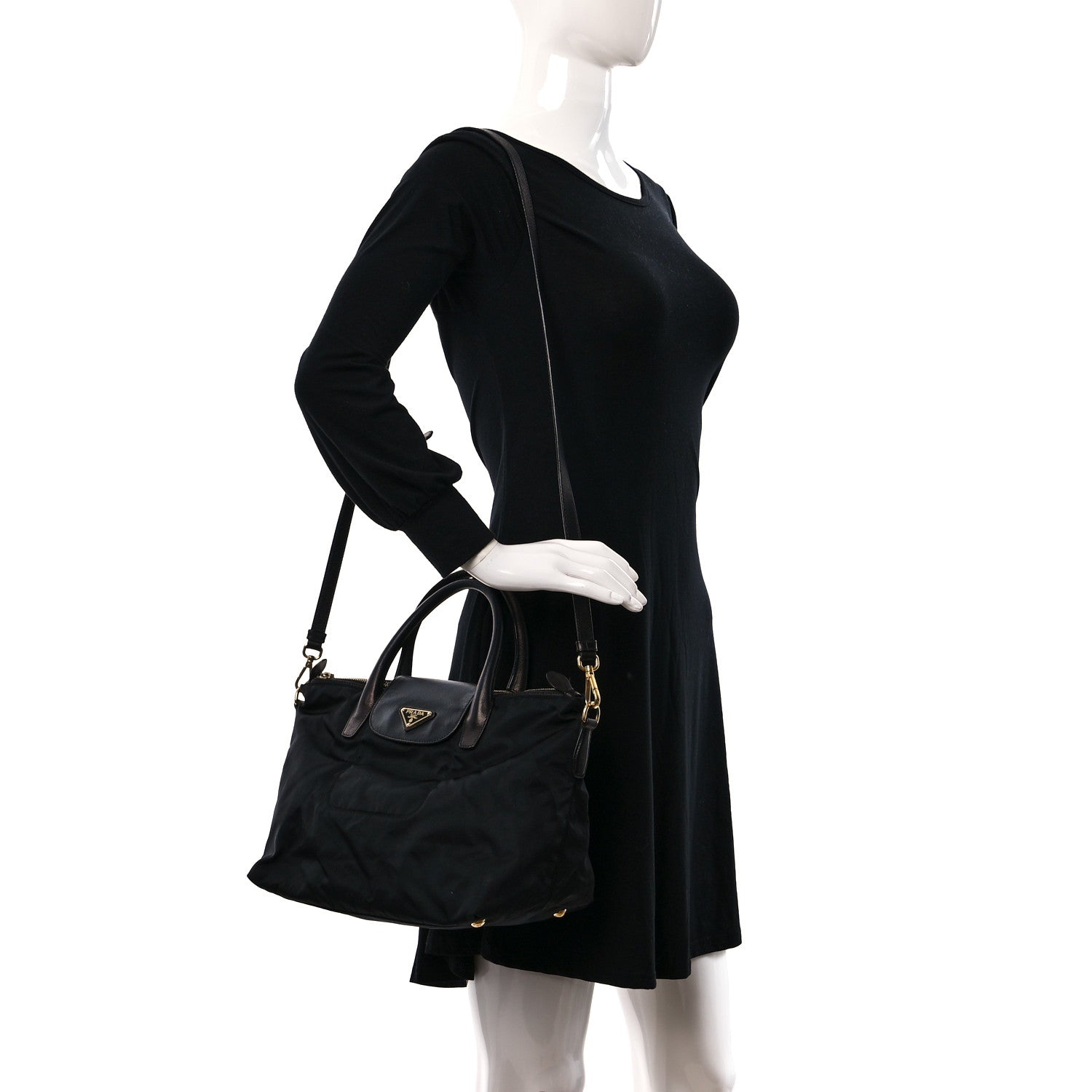 Prada Saffiano Tessuto Nylon Tote Black 2 of 8