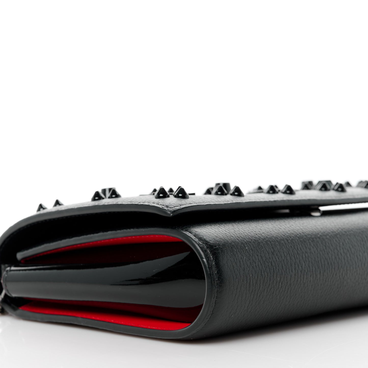 Calfskin Spikes Loubinthesky Paloma Clutch Black