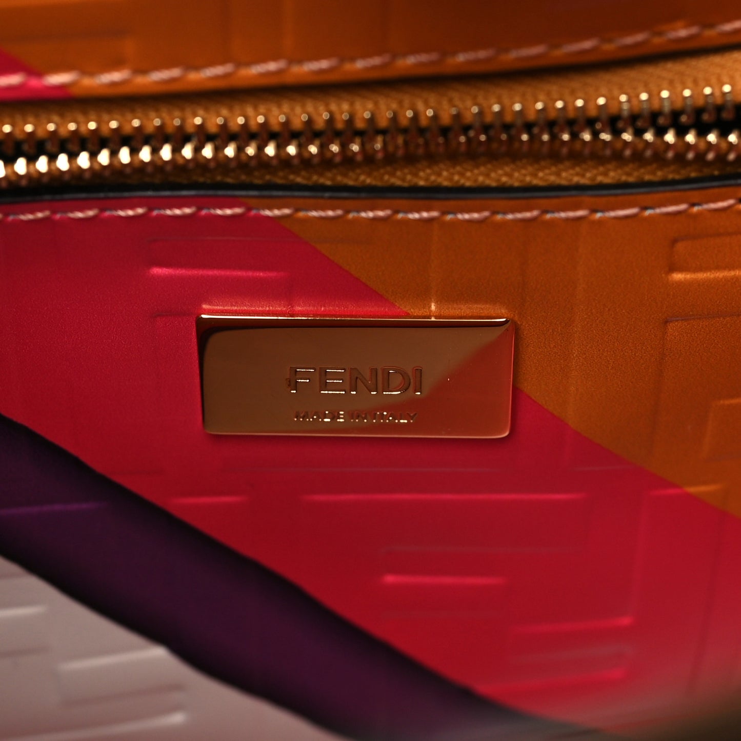 Vitello Seta Nappa FF Embossed Mini Peekaboo Iconic Satchel Miele Scuro