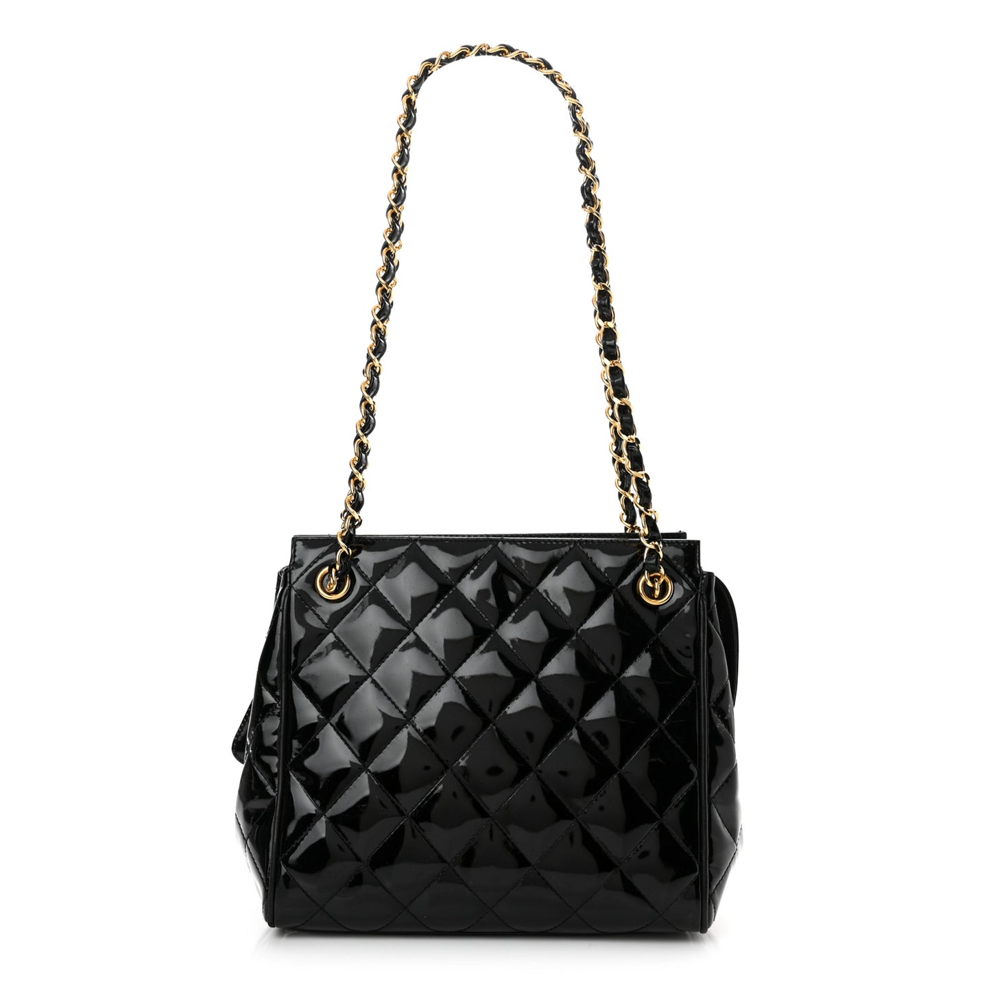 Patent Quilted CC Shoulder Bag Black