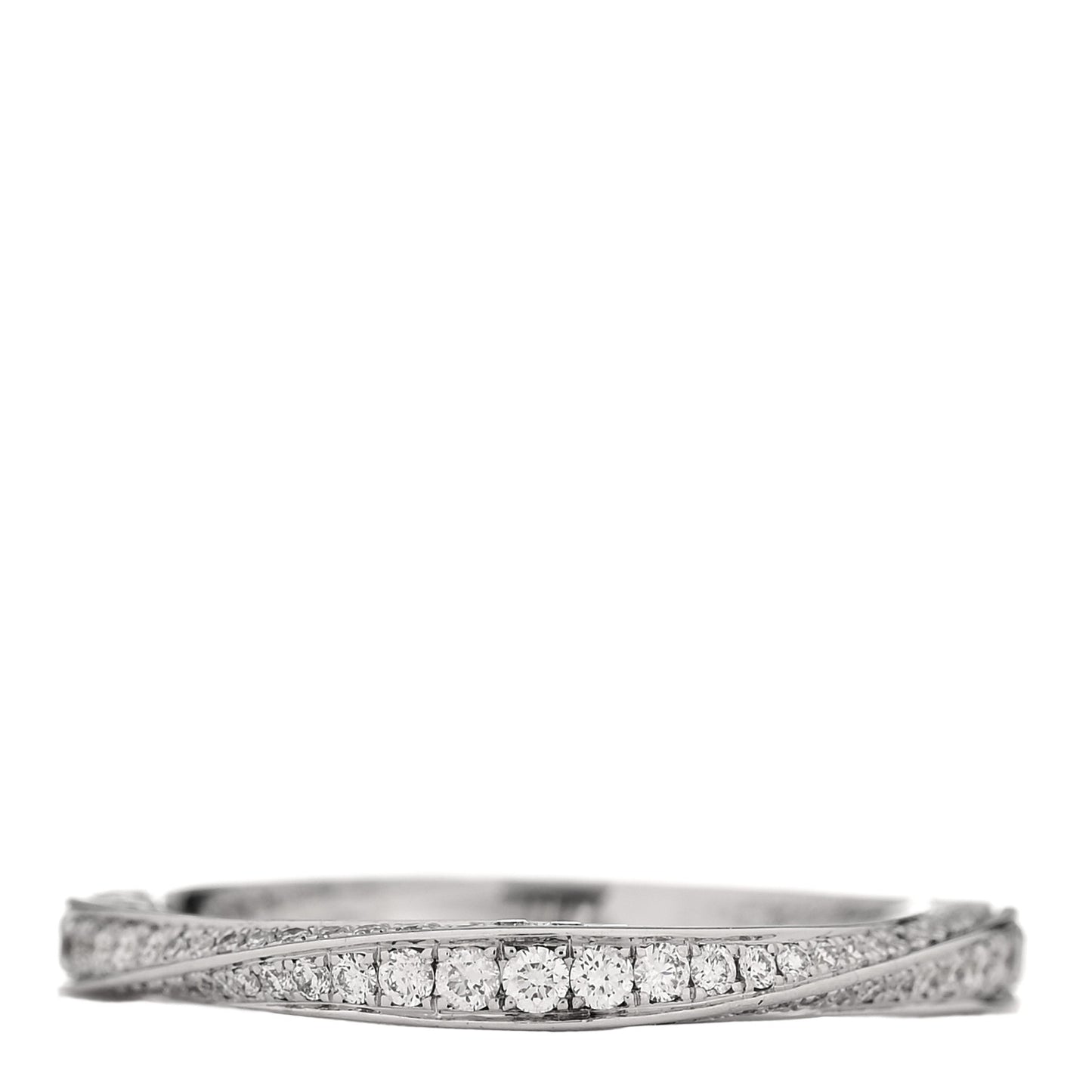 18K White Gold Diamond Spiral Pave Band Ring 50 5.5